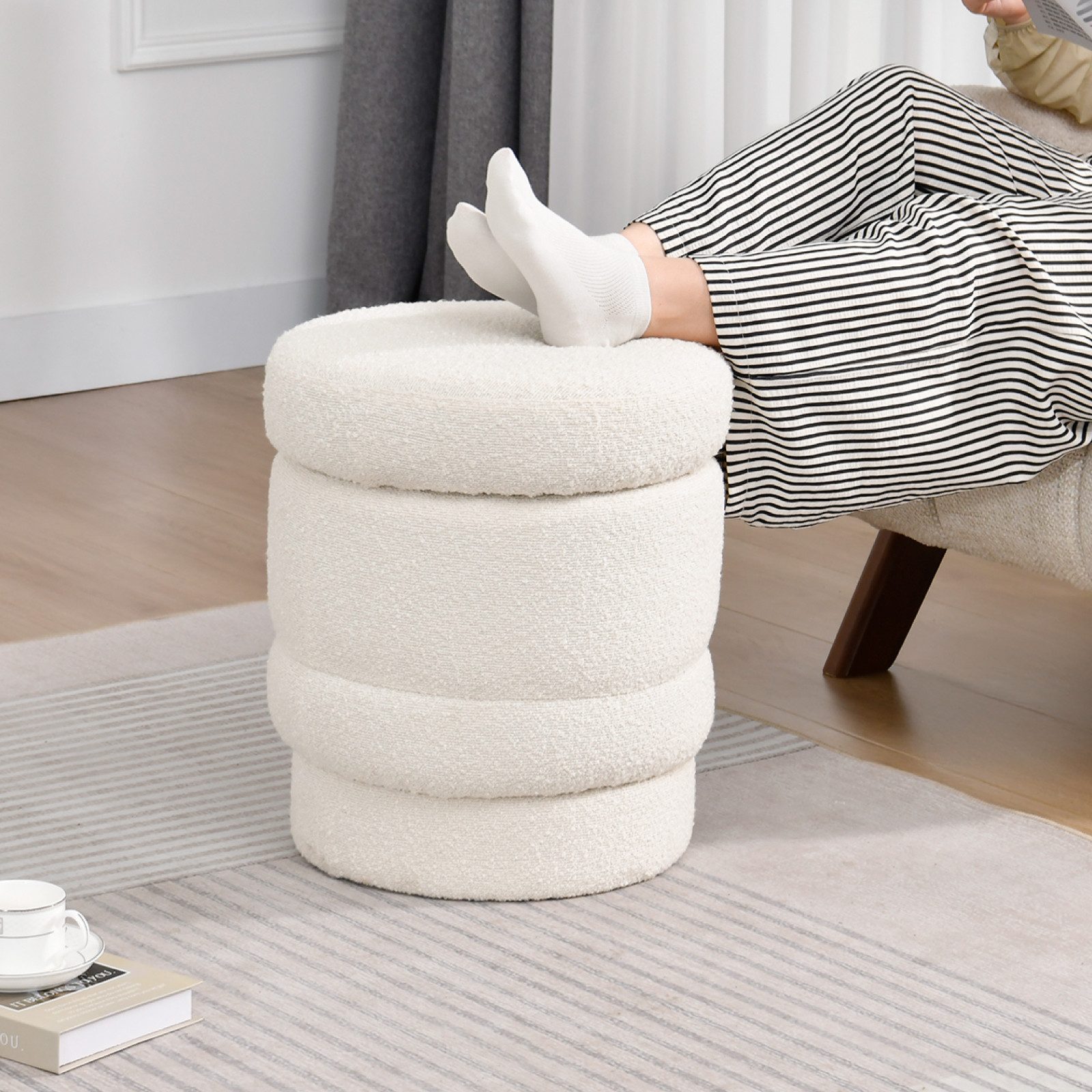 Duhome Hocker (9268B1), Runder Polsterhocker mit Stauraum, drehbar günstig online kaufen