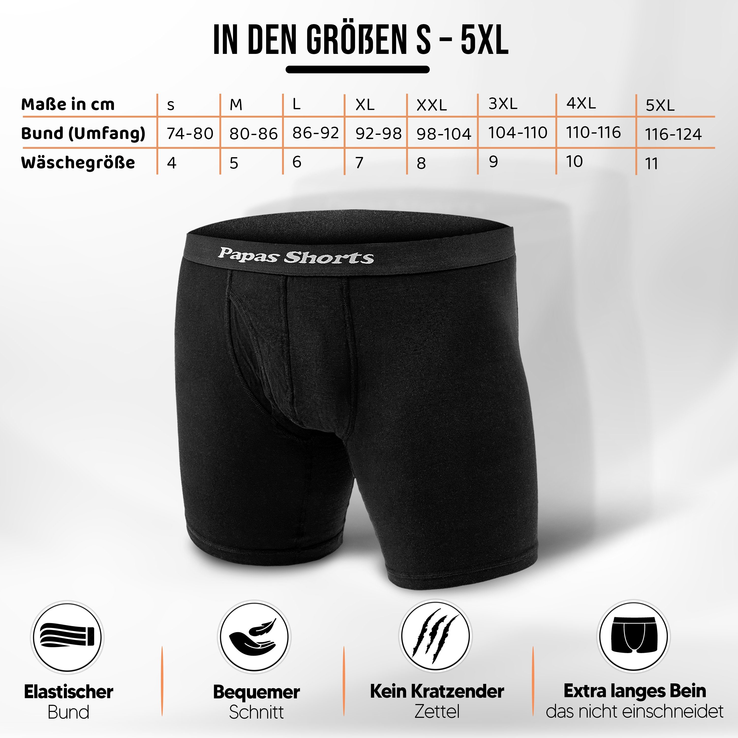 Papas Shorts Boxershorts Herren, Extra Lang (Packung, 3er-Pack) aus weichem günstig online kaufen