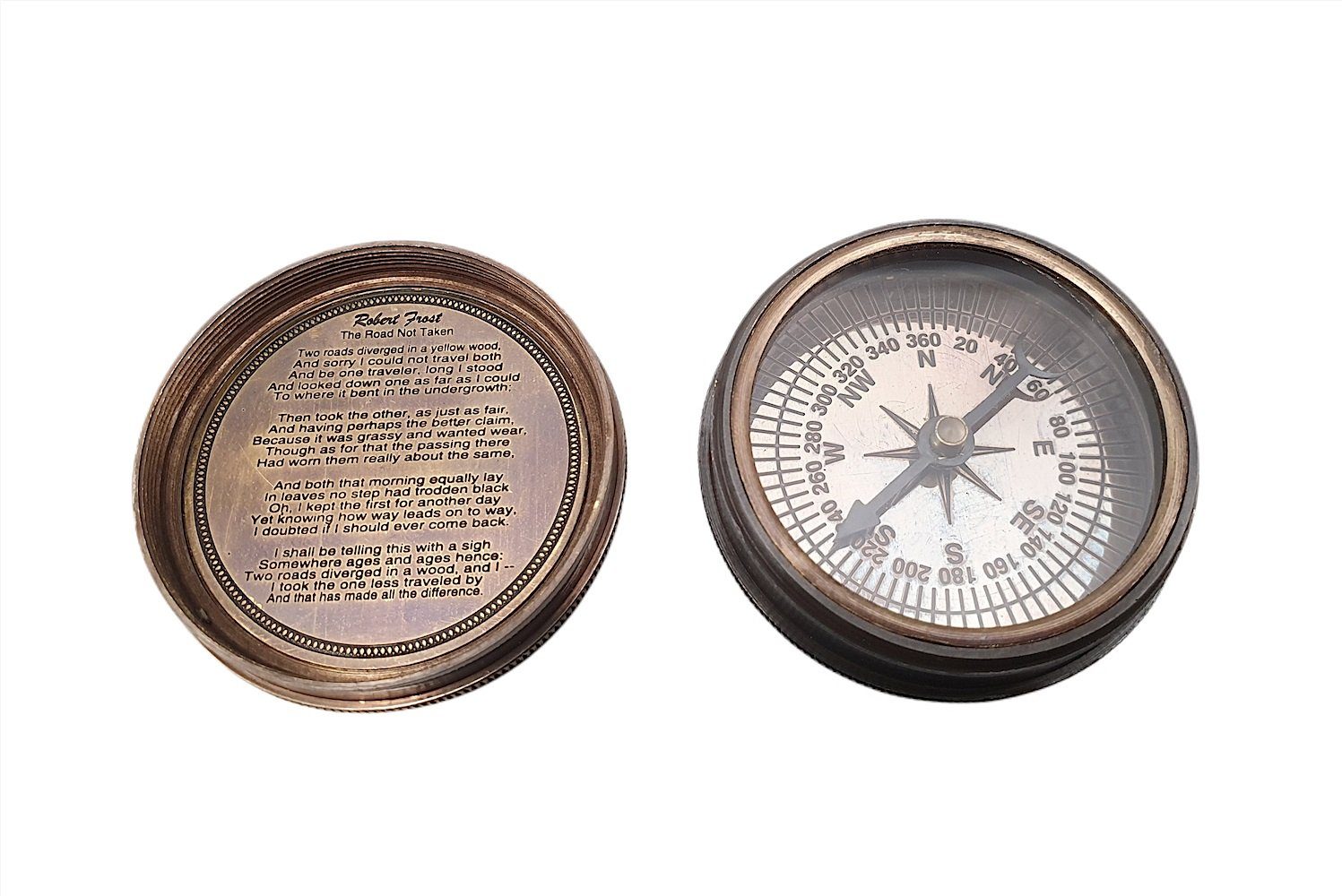 Linoows Dekoobjekt Kompass Dosenkompass Kelvin & Hughes Nadel Kompass, Kompass Reproduktion aus Altmessing | Deko-Objekte