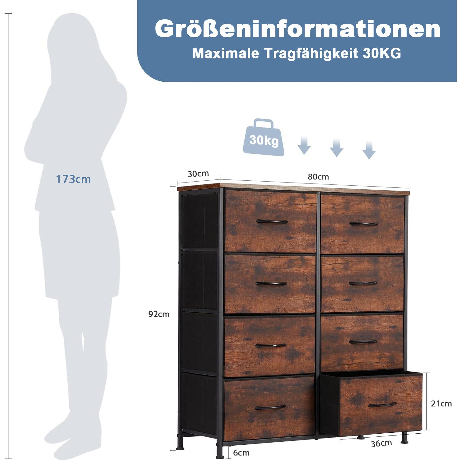 DUMOS Stauraumschrank Kommode mit Stoffschubladen, Stoffkommode für Schlafz günstig online kaufen