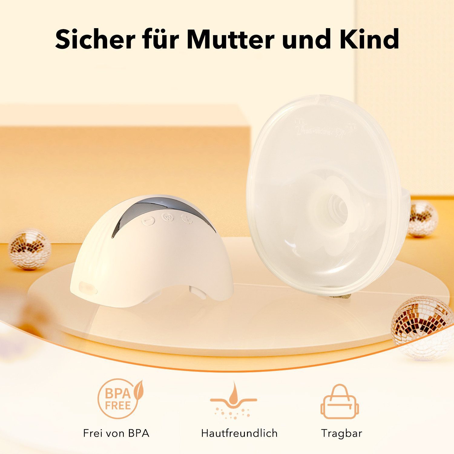 oyajia Elektrische Milchpumpe 2x Milchbehälter elektrisch tragbar 4 Modi 12 Stufen LCD Display leise, 4 Modi, 12 Stufen,LCD-Display,leise Technik,auslaufsicher,tragbar,Akku