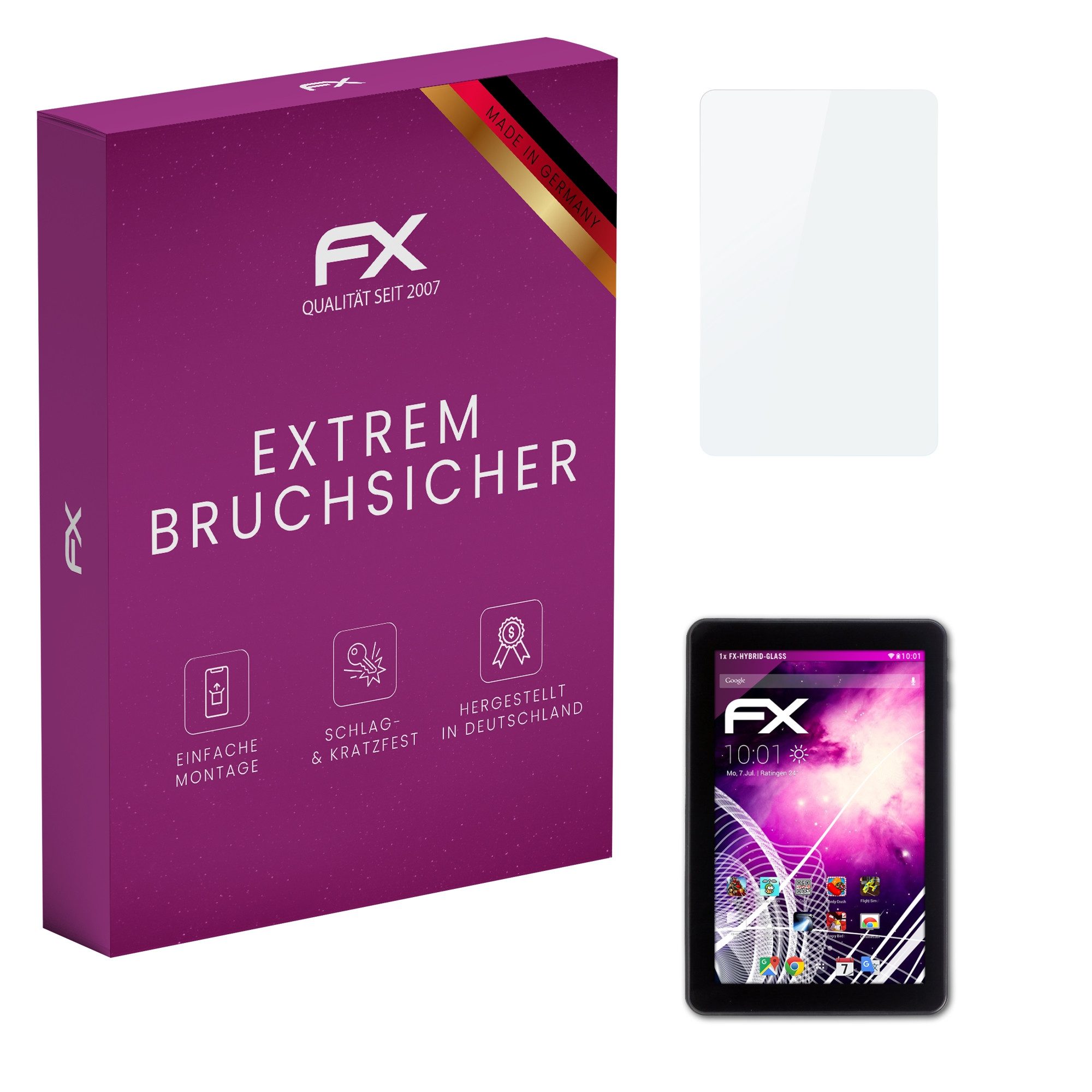 atFoliX Schutzfolie Panzerglasfolie für CAPTIVA Pad 10.1 Quad HD, Ultradünn und superhart