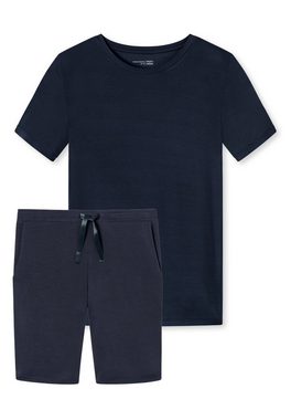 Schiesser Pyjama Modal (Set, 2 tlg) Schlafanzug - Lounge T-Shirt und Bermuda Hose im Set
