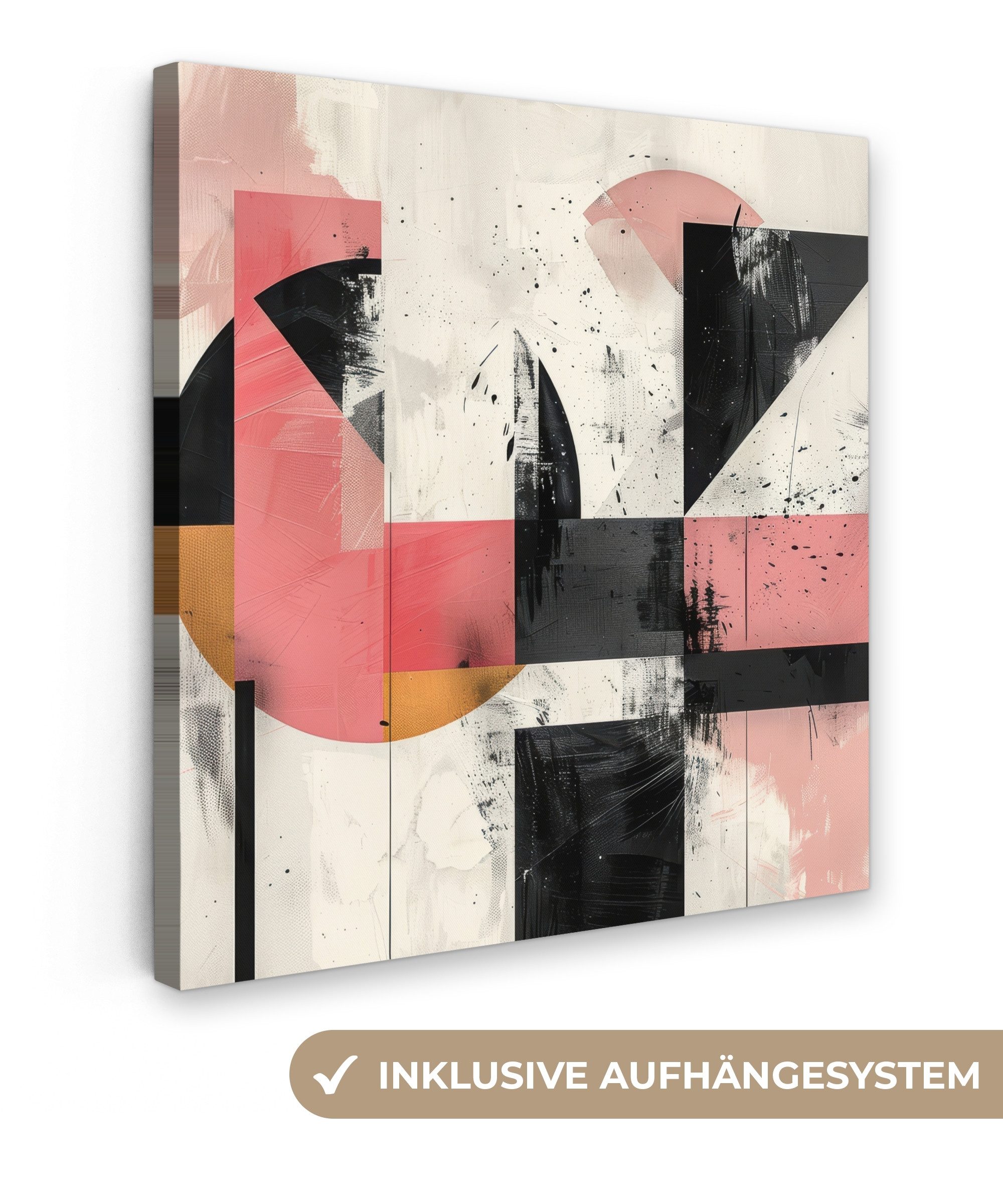 OneMillionCanvasses® Leinwandbild Rosa - Abstrakt - Ästhetisch - Modern - Formen, Fotodruck (1 St), Wandbild, Deko Schlafzimmer Wohnzimmer Flur 20x20 cm