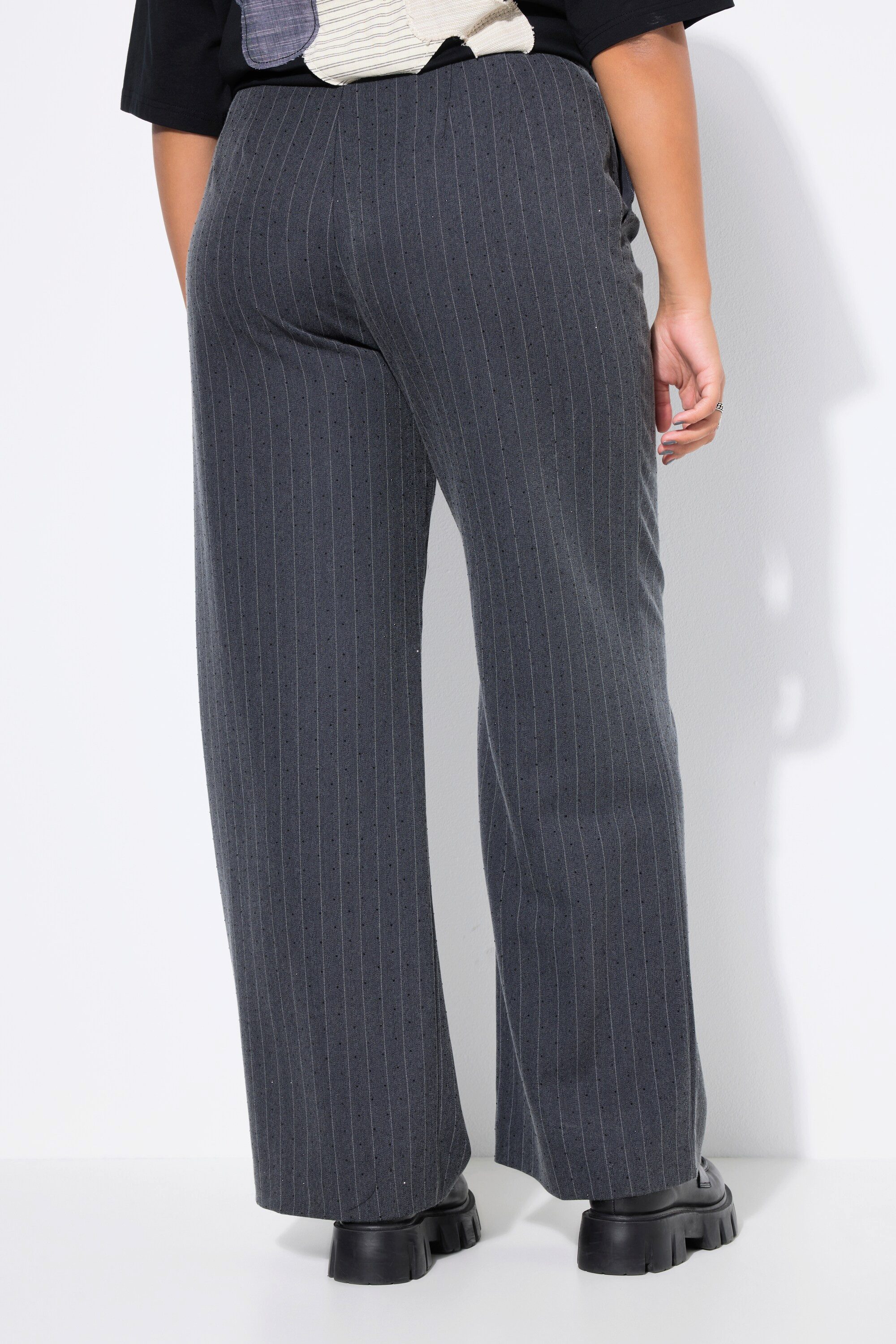 Studio Untold Funktionshose Nadelstreifen-Hose Wide Legs High Waist