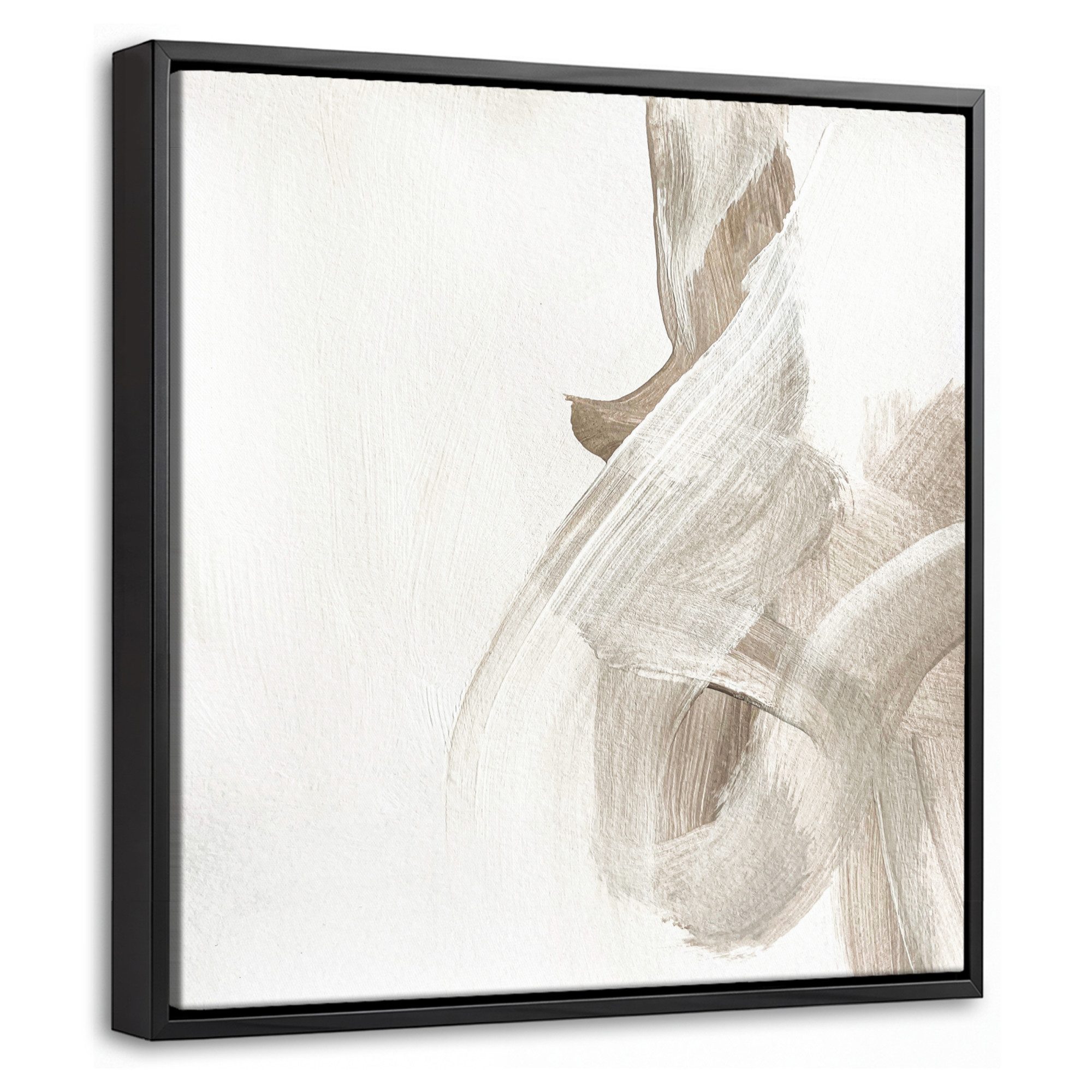 OnlyWow Leinwandbild mit Rahmen - Abstrakt - Moderne Kunst - Beige, Fotodruck (1 St), Leinwand Bilder Klein, Wand Dekoration Aesthetic 20x20cm