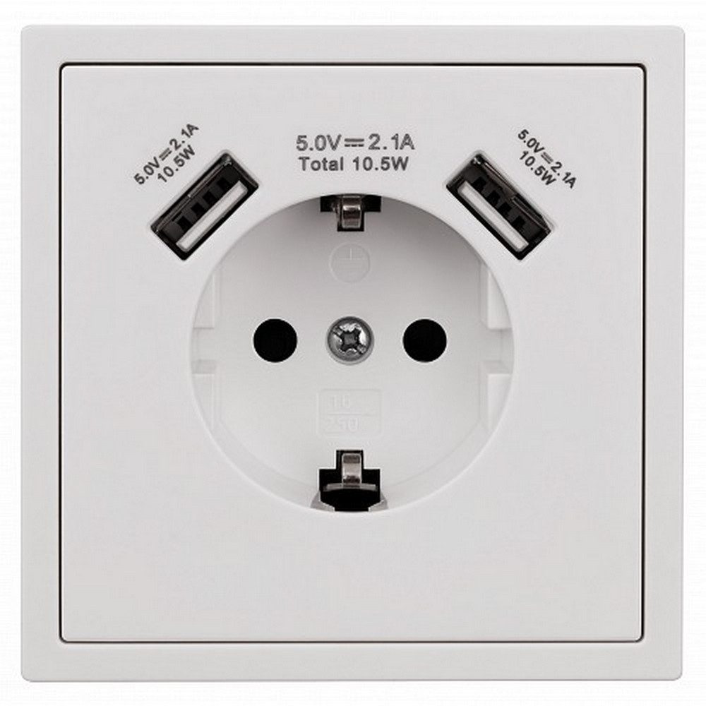 DIW Schalter SHALLOW-Weiss Komponenten ESH-361 Steckdose + 2xUS