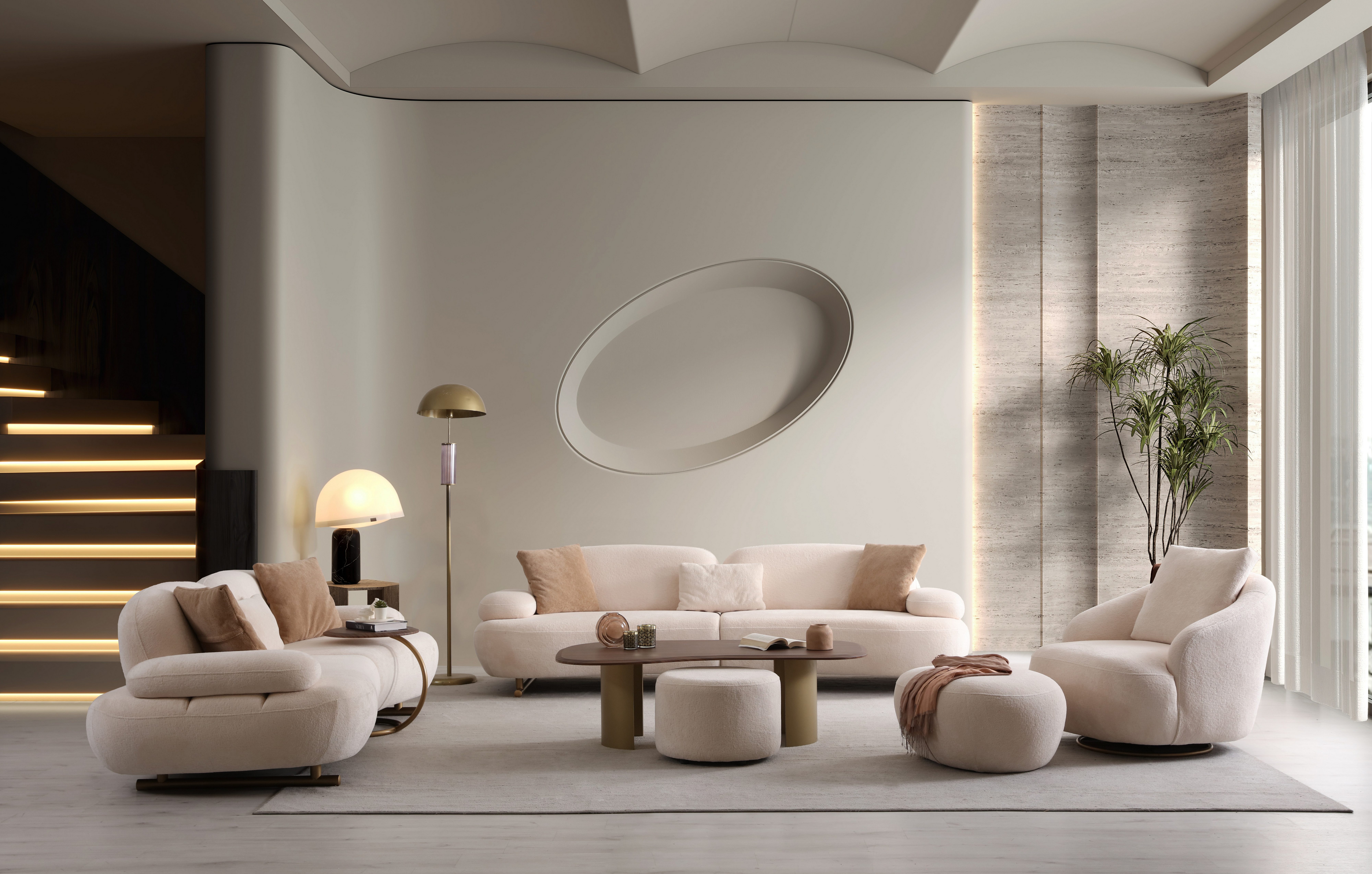 JulietHome Polstergarnitur Paris, (Set, 3+3+1), Drehbarer Sessel