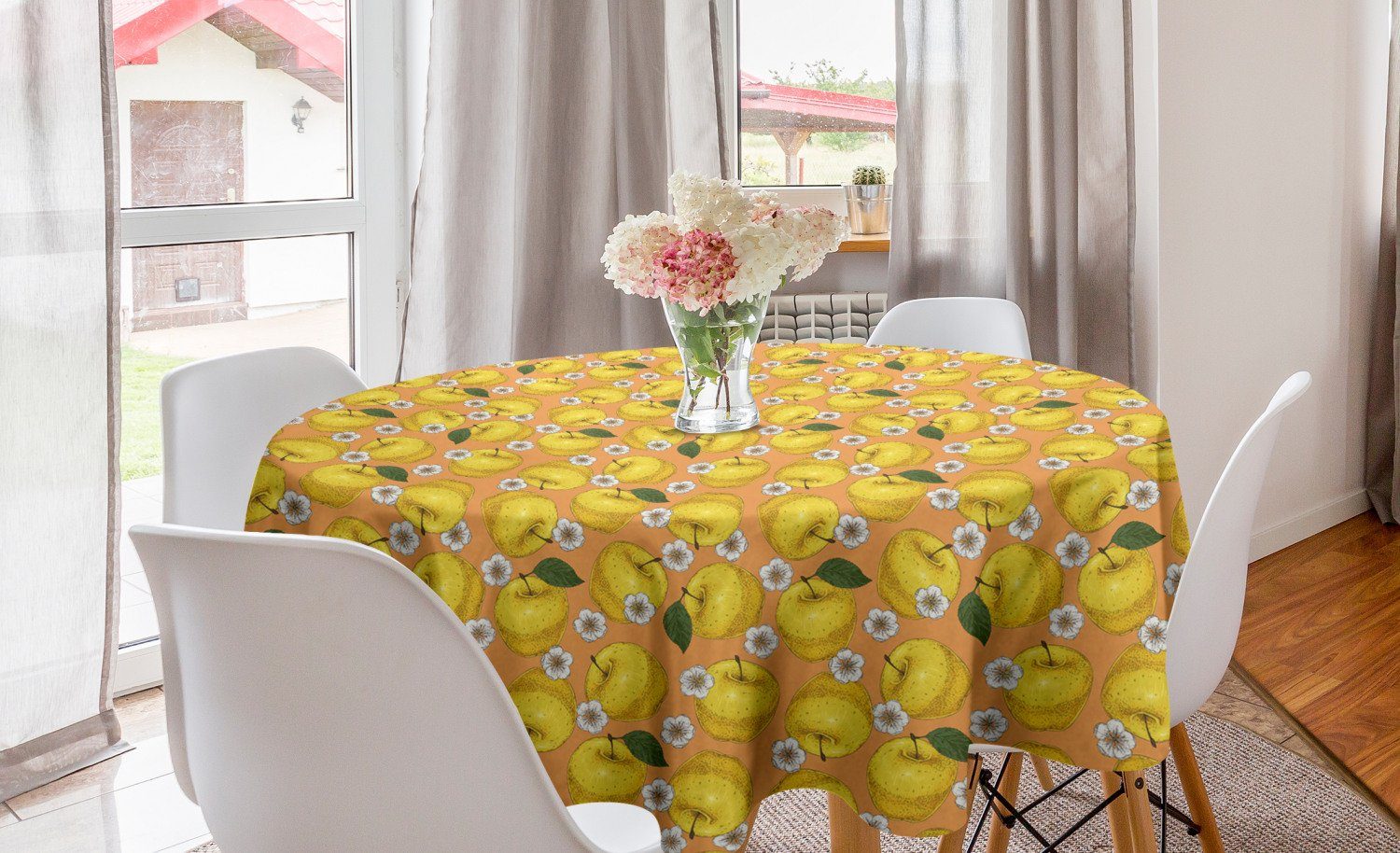 Garten Blüten Dekoration, Esszimmer Abdeckung Tischdecke für und Abakuhaus Äpfel Tischdecke Kreis Frühling Küche