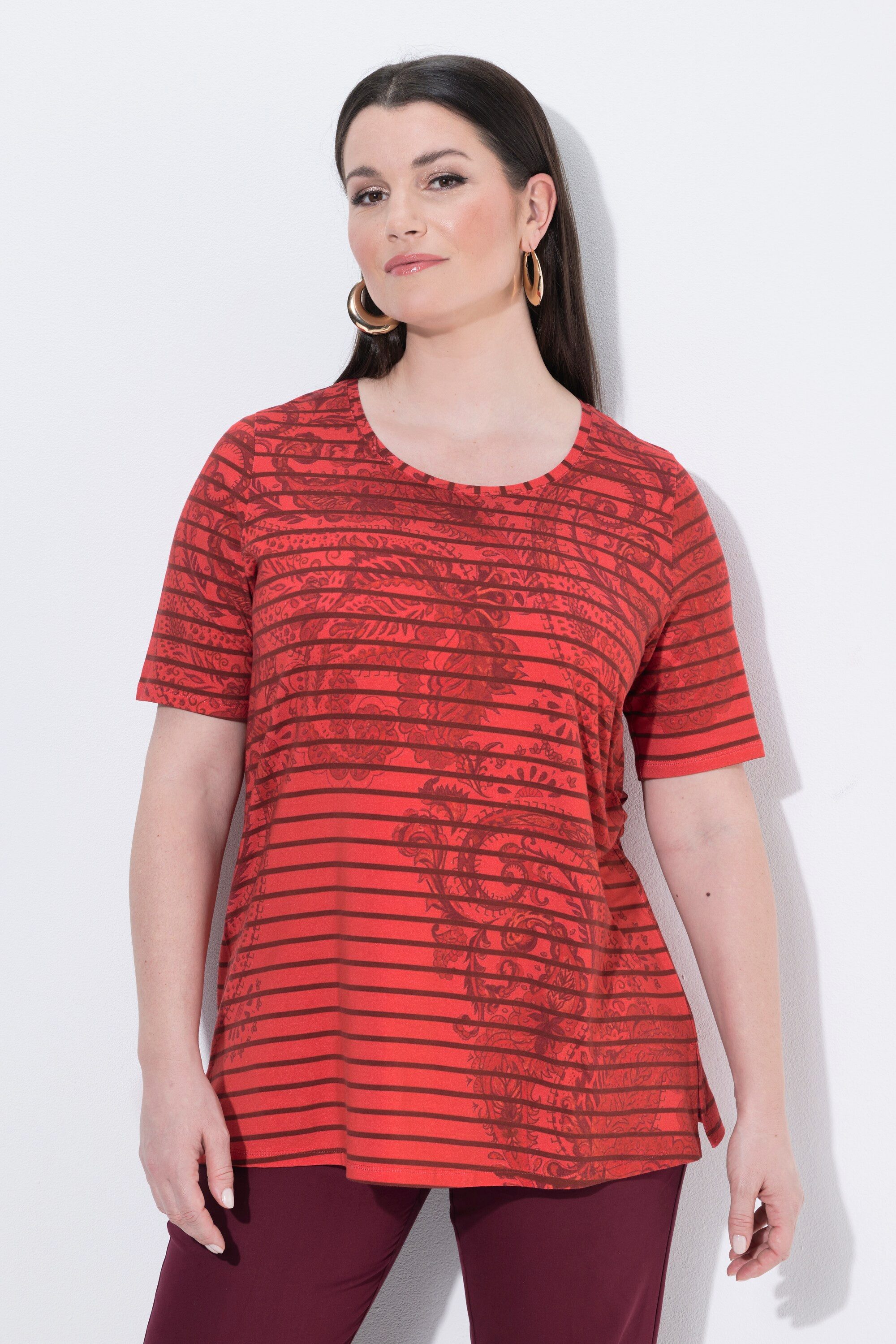 T-Shirt T-Shirt Ringel A-Linie Rundhals Halbarm