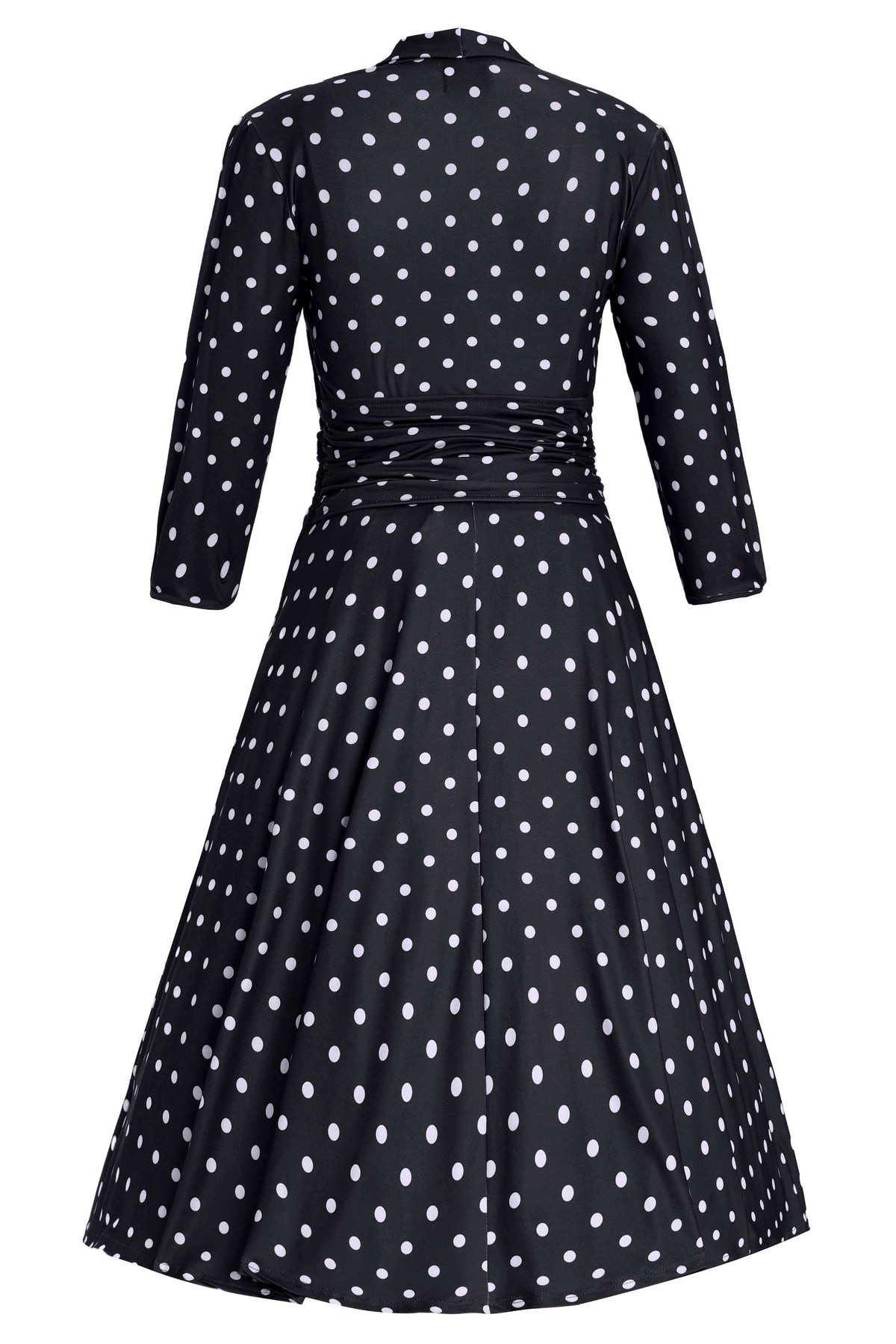 Dolly and Dotty A-Linien-Kleid Sandra Casual Bow Tie Polka Dot Schwarz Vintage Retro Rockabilly Jersey