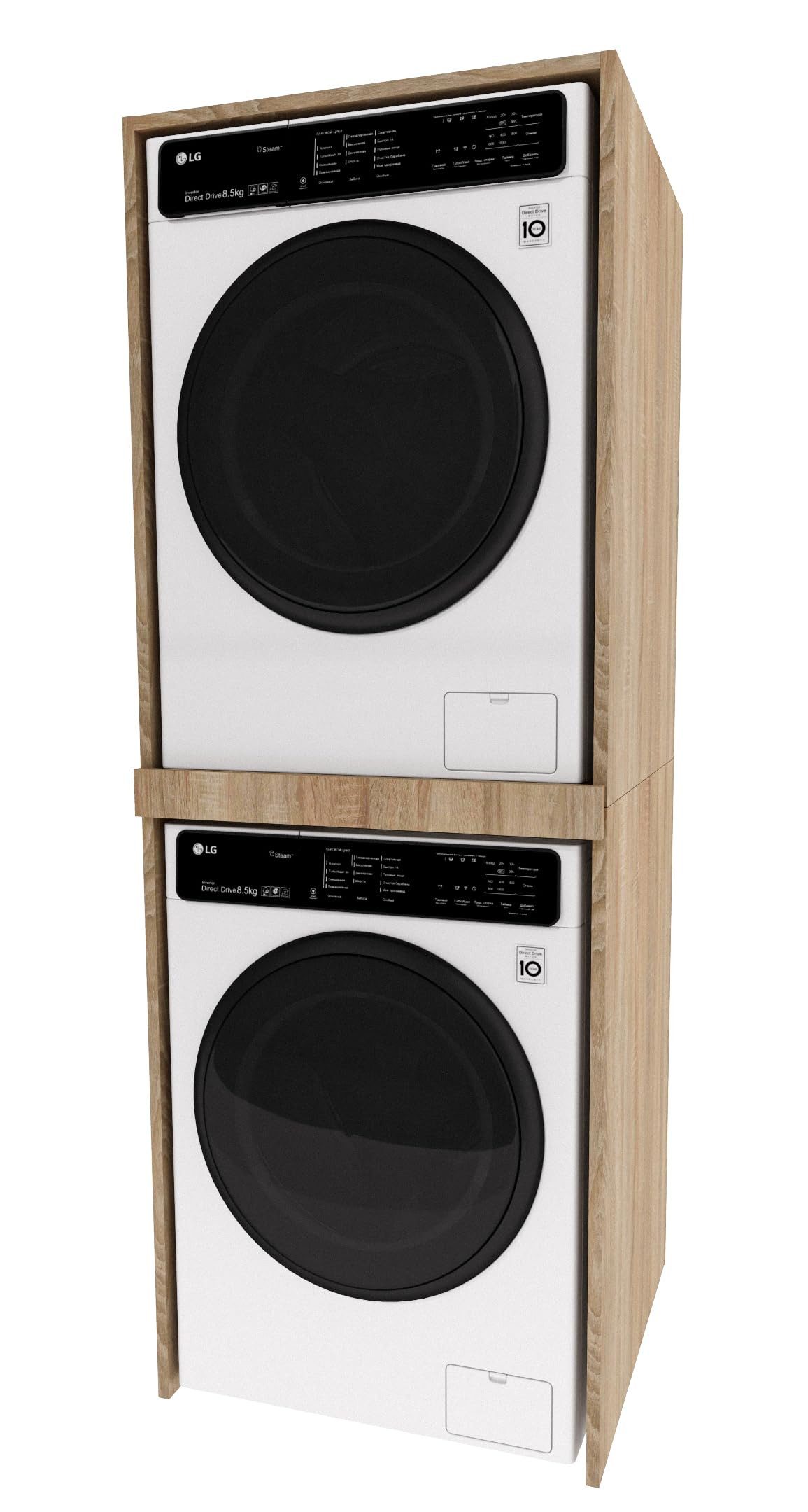 TREND WERK Waschmaschinenumbauschrank Waschturm für Waschmaschine & Trockner (in der Standardvariante (66×65×180 cm) und der Slim (66×51,2×180 cm), Waschmaschinen Überbauschrank in zwei Tiefen: 65 cm und 51,2 cm) Offenes Bad- & Hauswirtschaftsregal – für Waschmaschine oder Trockner