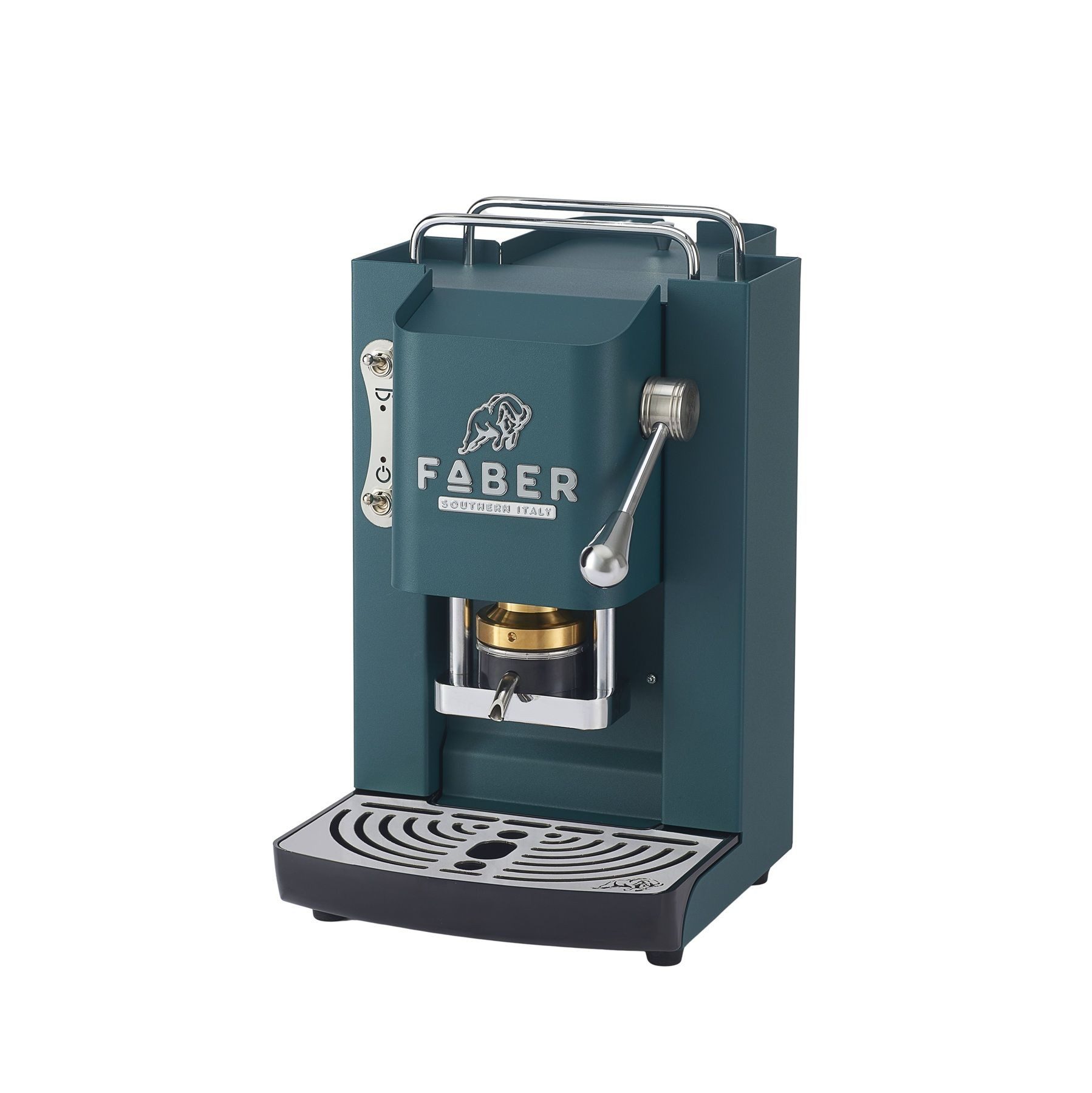 Faber Coffee Machines Kaffeepadmaschine Pro Deluxe 3.0 Chrom Espressomaschine, 44mm ESE Pads, Chrom-Details mit hochwertigem 3D-Logo
