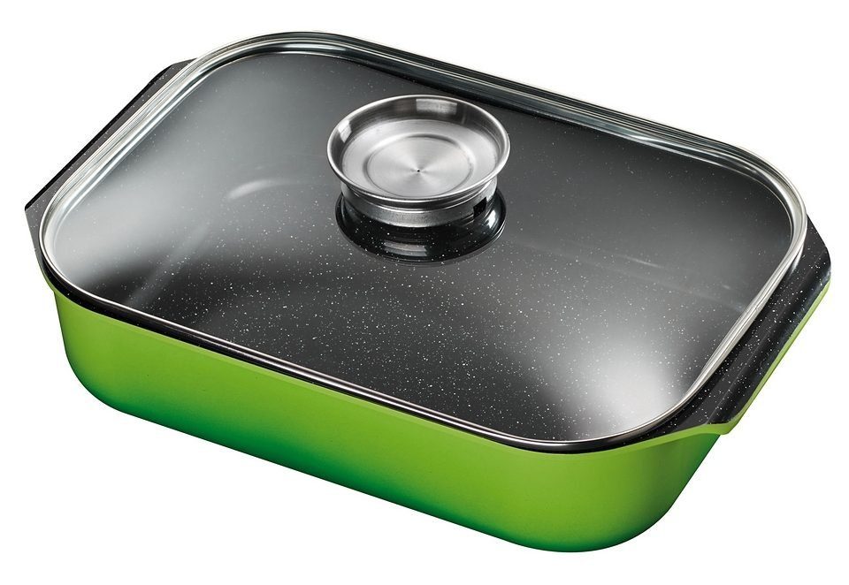 KING Bräter, Aluminiumguss (1-tlg), mit Glasdeckel und Aromaknopf