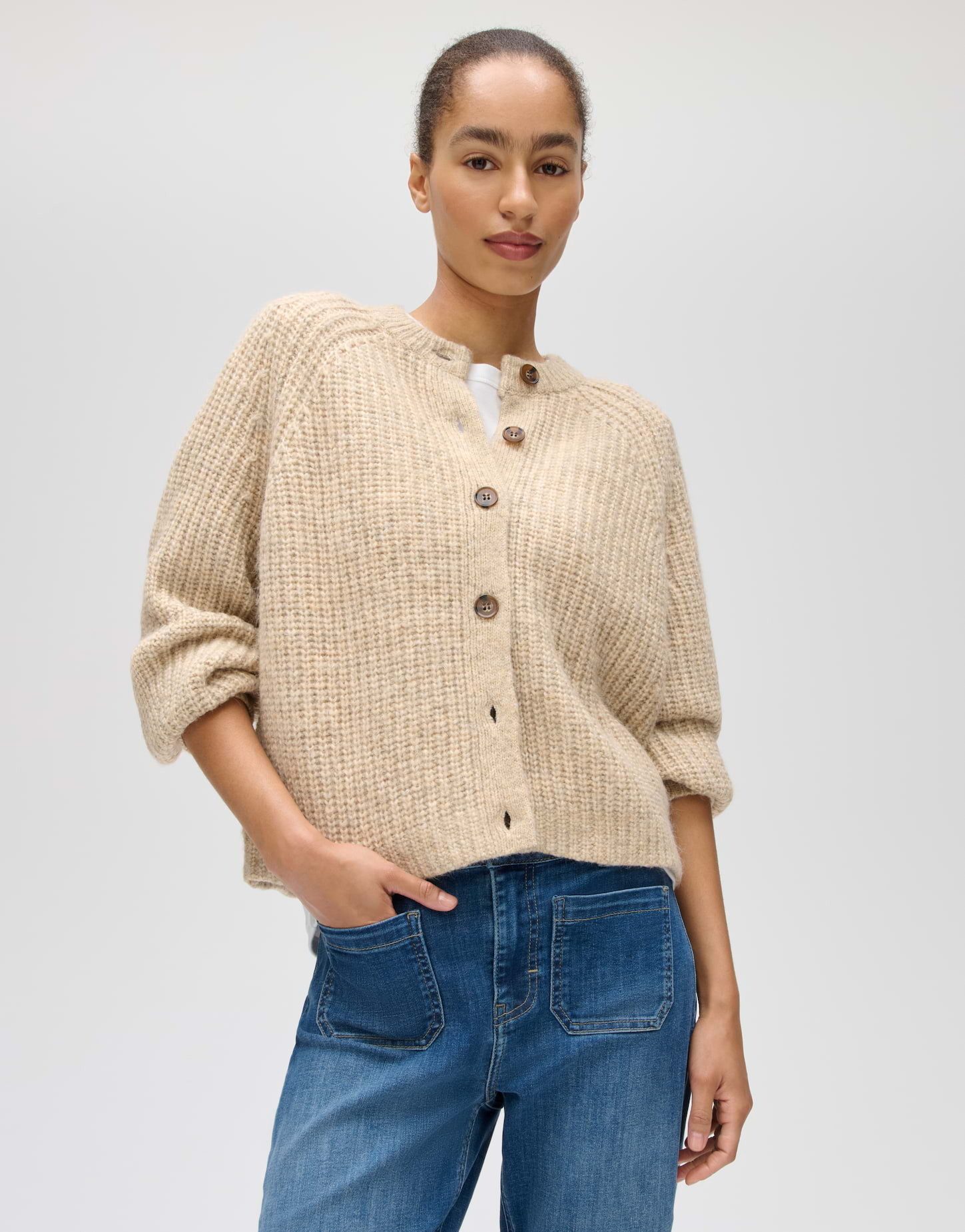 OPUS Cardigan Cardigan mit feiner Mélange Optik Regular Fit