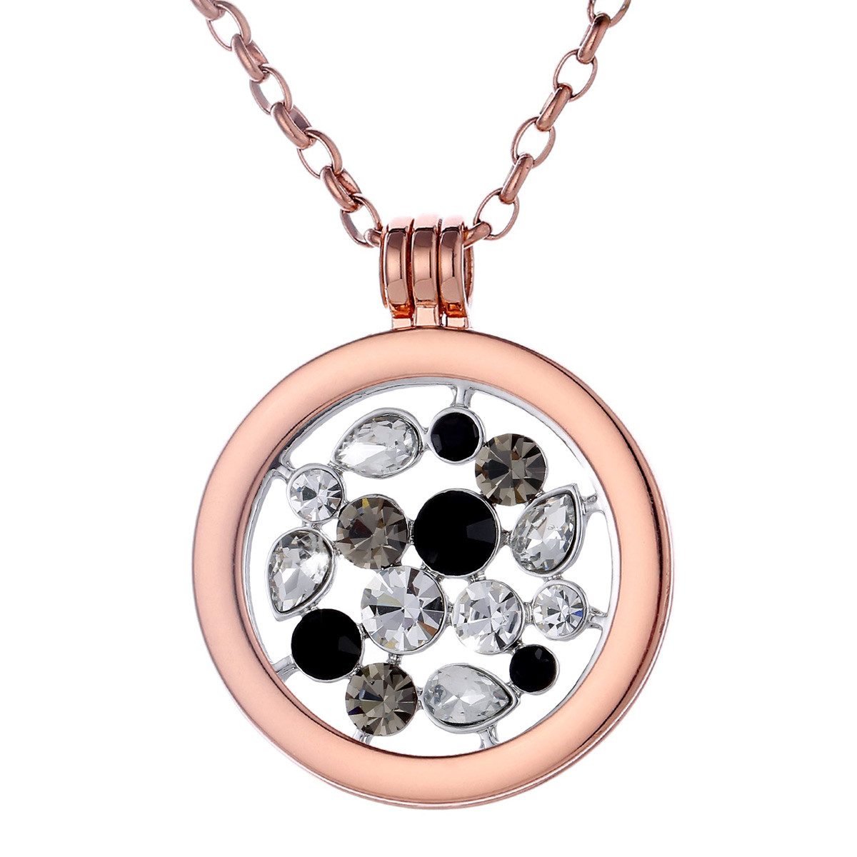 Kette mit Anhänger Halskette 70 cm roségold mit MünzAnhänger 33 mm