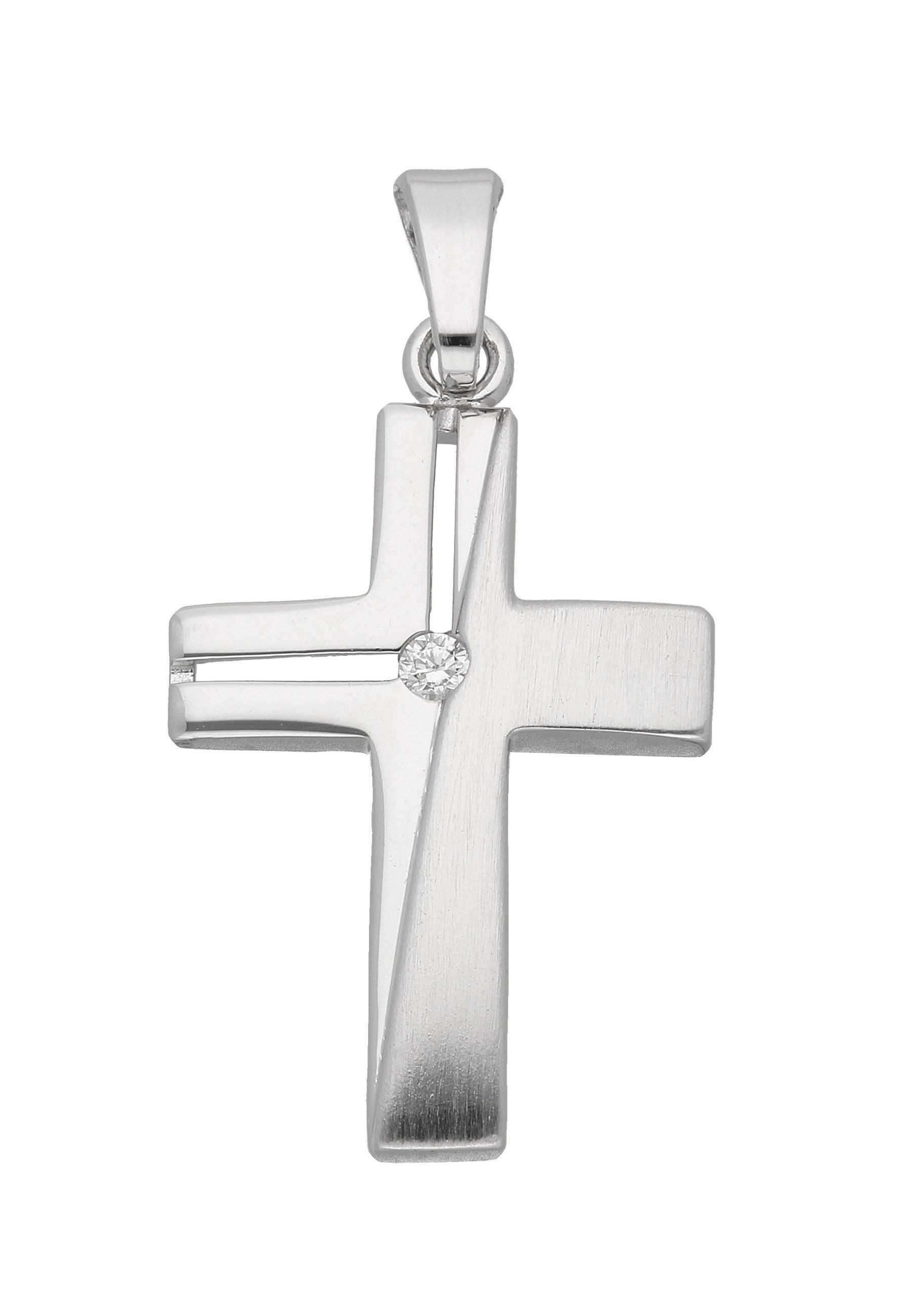 Kreuzanhänger Damen & Herren 925 Silber Kreuz Anhänger mit Zirkonia