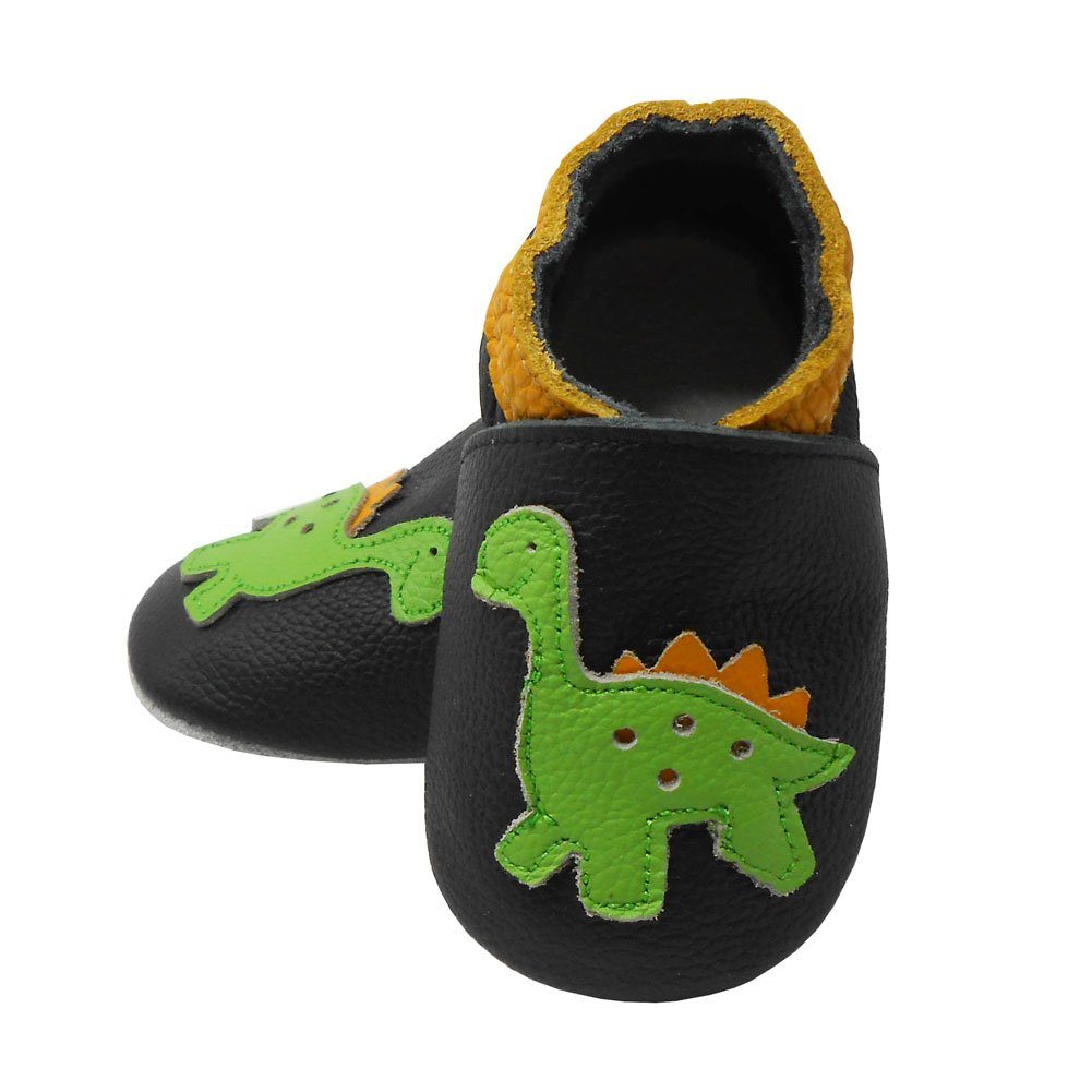 Yalion Weiche Leder Krabbelschuhe Lauflernschuhe Lauflernschuh 100% Lederpuschen Dinosaurier Leder Hausschuhe