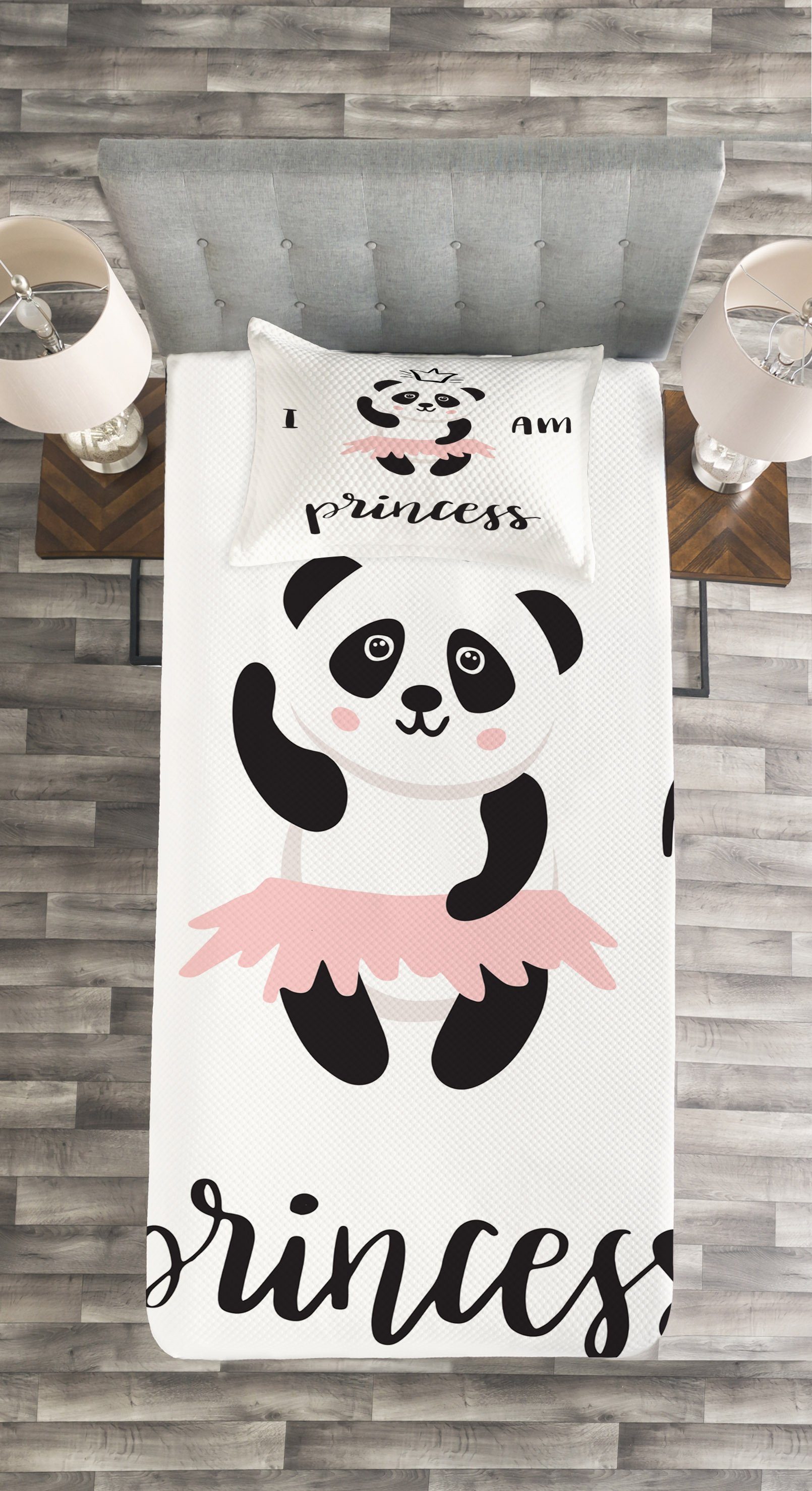 Tagesdecke Set Kissenbezügen mit Waschbar, Prinzessin Panda Ballerina Abakuhaus, Ich eine bin
