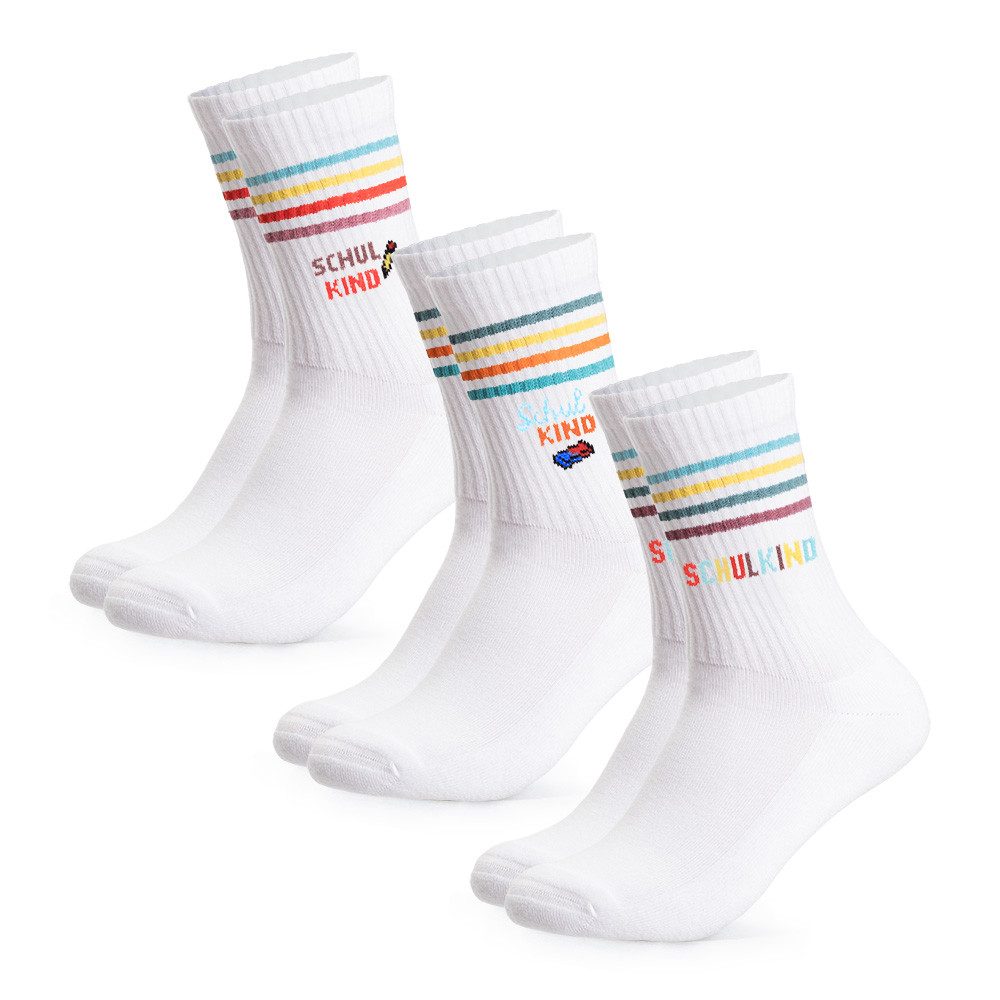 OCCULTO Tennissocken Jungen & Mädchen Schulkind Tennis Socken 3er Pack (Modell: School) (3-Paar)