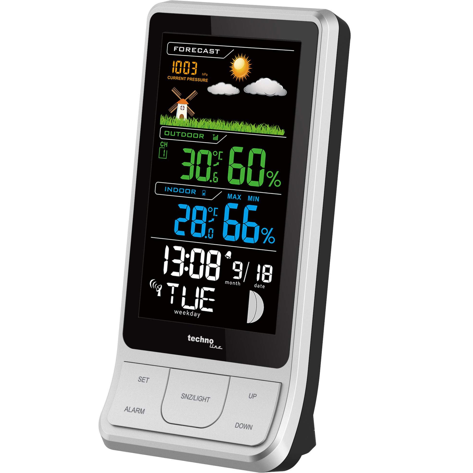 technoline WS 6441 Wetterstation (inklusive Außensender, Wettervorhersage durch farbige Wettersymbole)