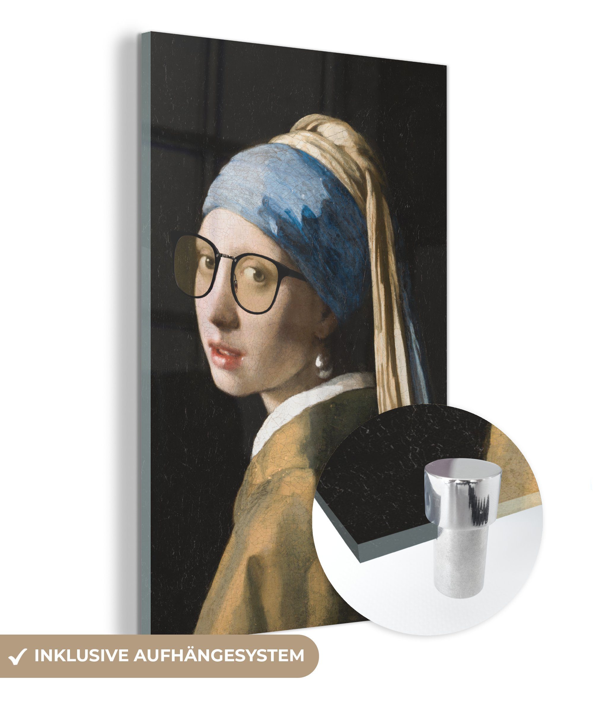 MuchoWow Acrylglasbild Das Mädchen mit dem Perlenohrring - Johannes Vermeer - Brillen, (1 St), Glasbilder - Bilder auf Glas Wandbild - Foto auf Glas - Wanddekoration bunt
