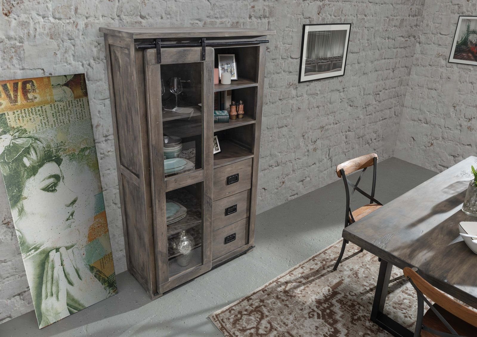 Massivmoebel24 Standvitrine #226 (Vitrine Mango 100x45x175 günstig online kaufen