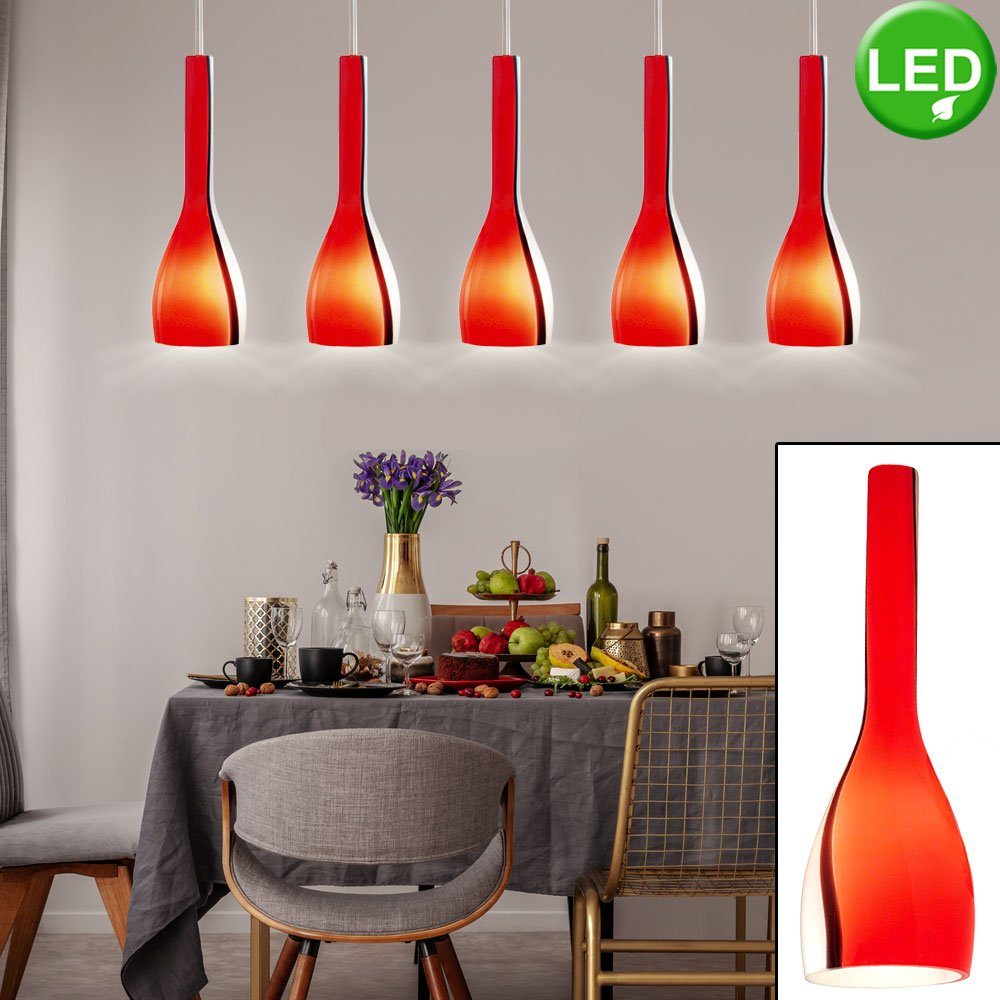 LED Decken Leuchtmittel Glas Esszimmer Warmweiß, Hänge Hochwertige etc-shop rot Leuchte inklusive, Pendelleuchte,