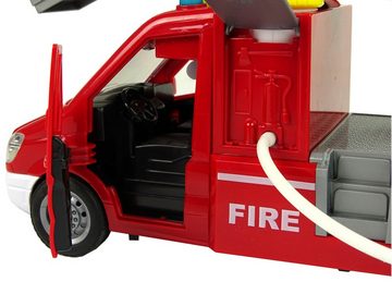 LEAN Toys Spielzeug-Auto Feuerwehrauto Wasser Lichter Feuerwehr Auto Schlauch Sound Lichteffekt