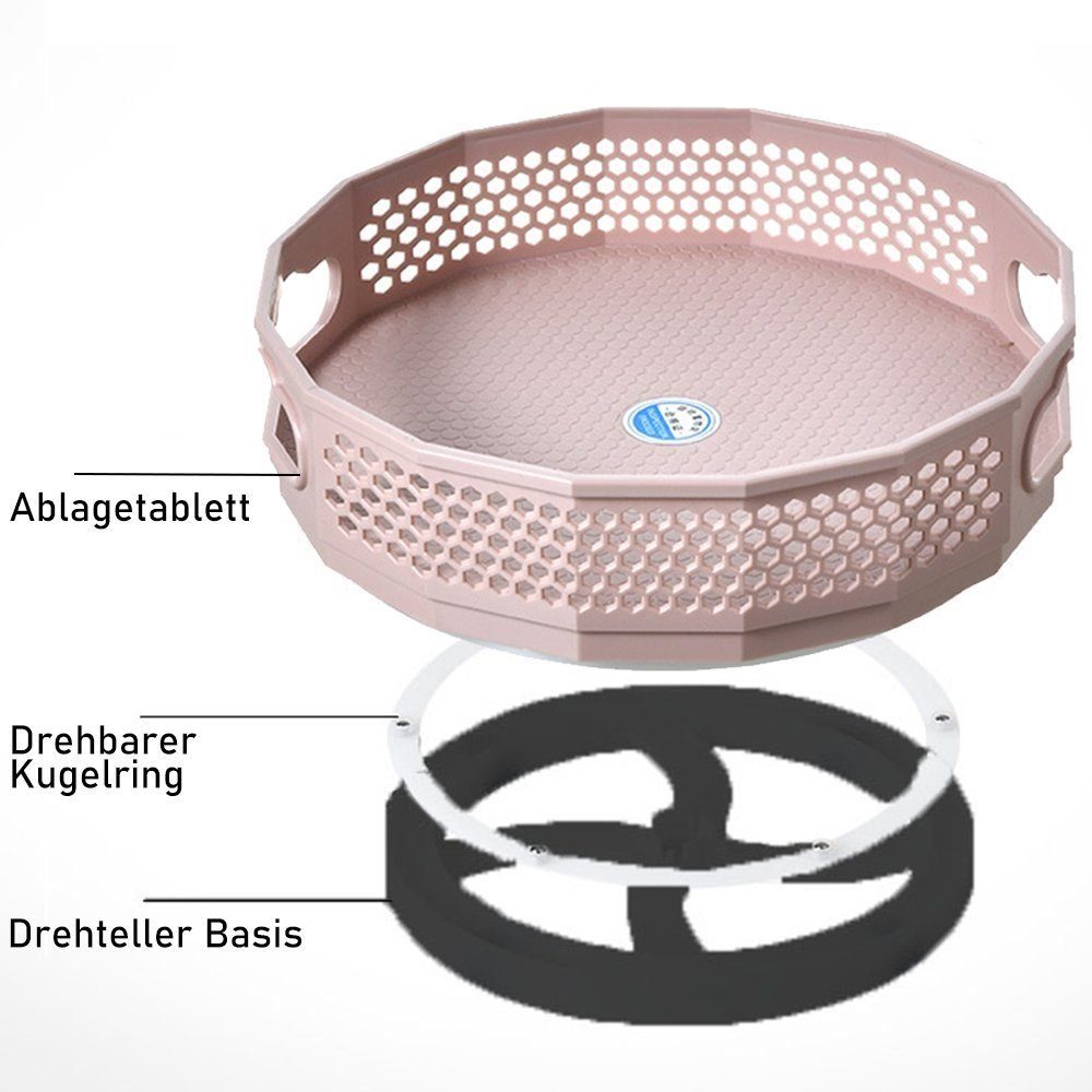 AUKUU Gewürzregal Gewürzregal Organizer Lazy Drehteller Drehtablett Rosa Drehteller, 2 Gewürzregal, Stück