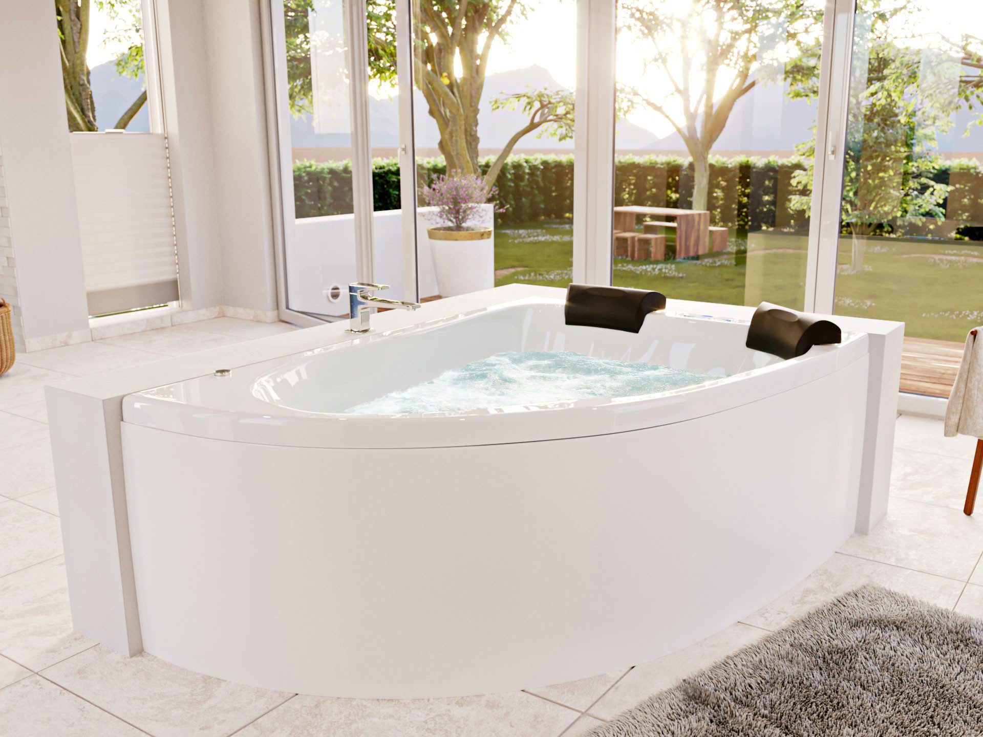 Magnolia Home Whirlpool Langeck Whirlpool Royal XL 180x130 rechts Made in Germany 21 Düsen ohn