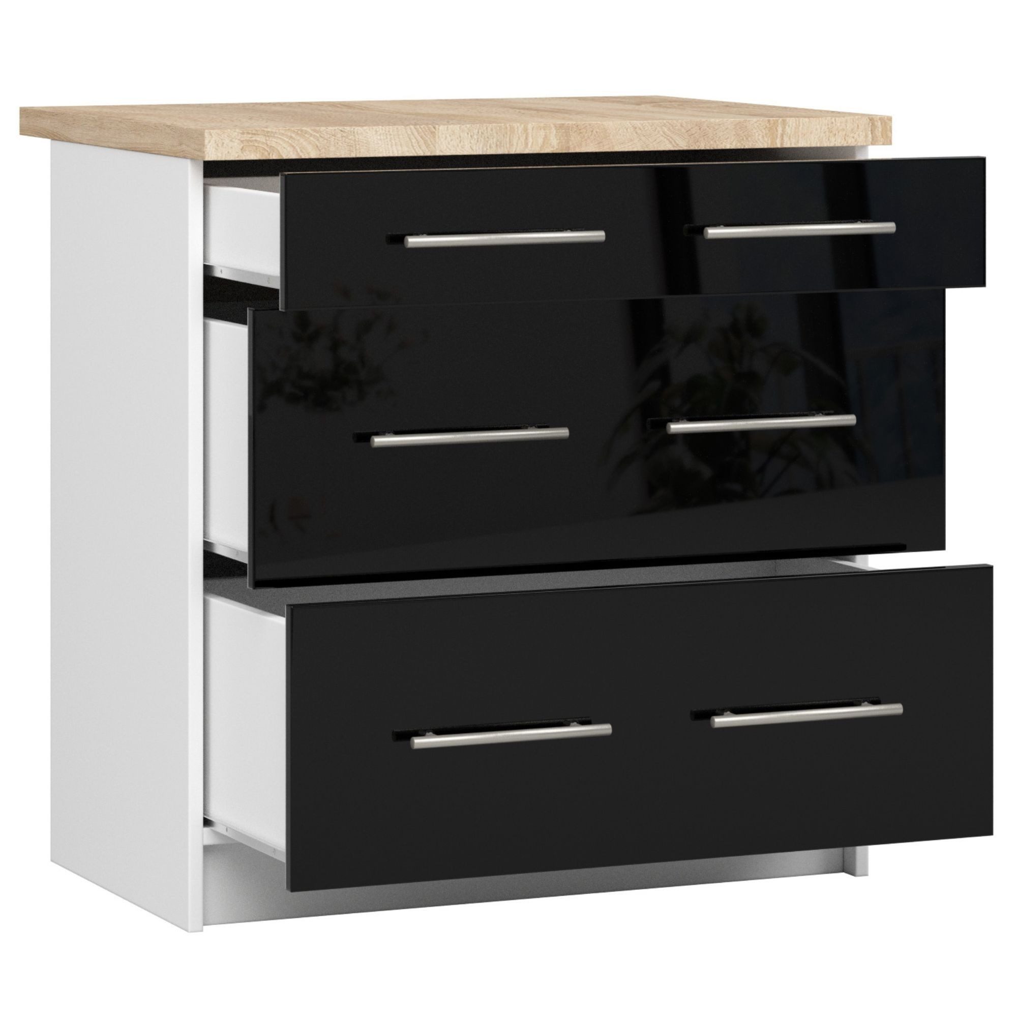 Raumhirsch Furniture Unterschrank Moderner Küchenunterschrank - 3 Schubladen - Küchenmodul (viele Farbvarianten, Maße 60 x 80 x 46 cm) - Hochwertig & stabil