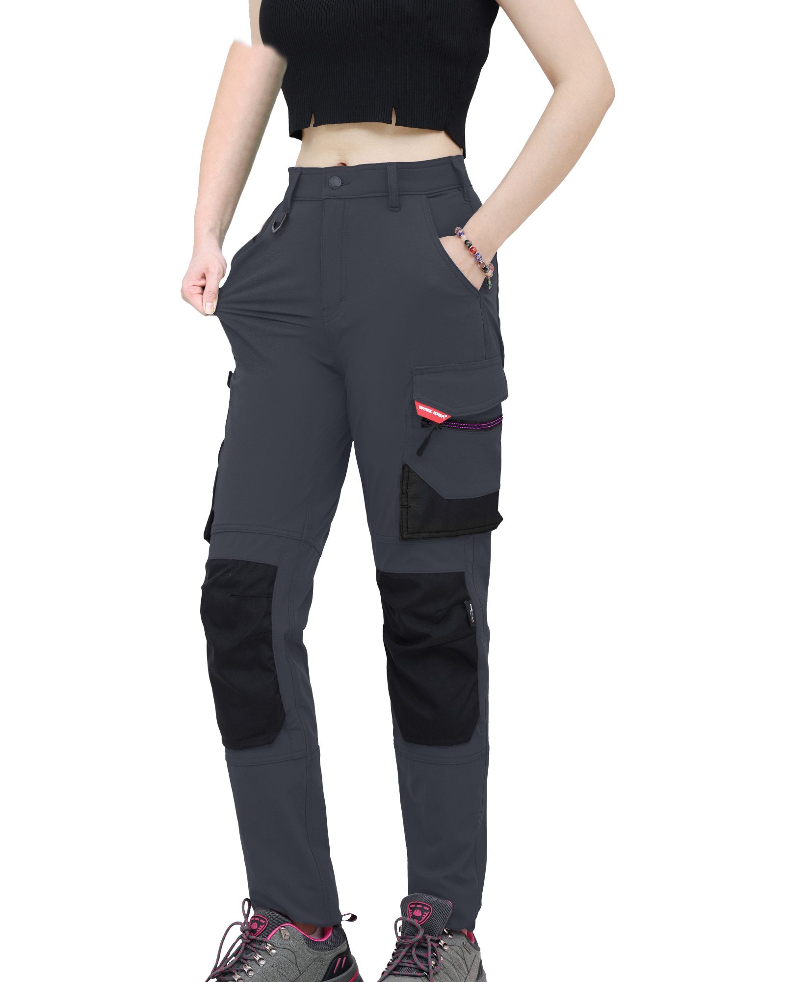 WORK IDEA Arbeitshose Damen Slim-Fit Stretch Arbeitshose, belastete Bereiche aus Cordura (1-tlg) strapazierfähige Eleganz für höchste Ansprüche
