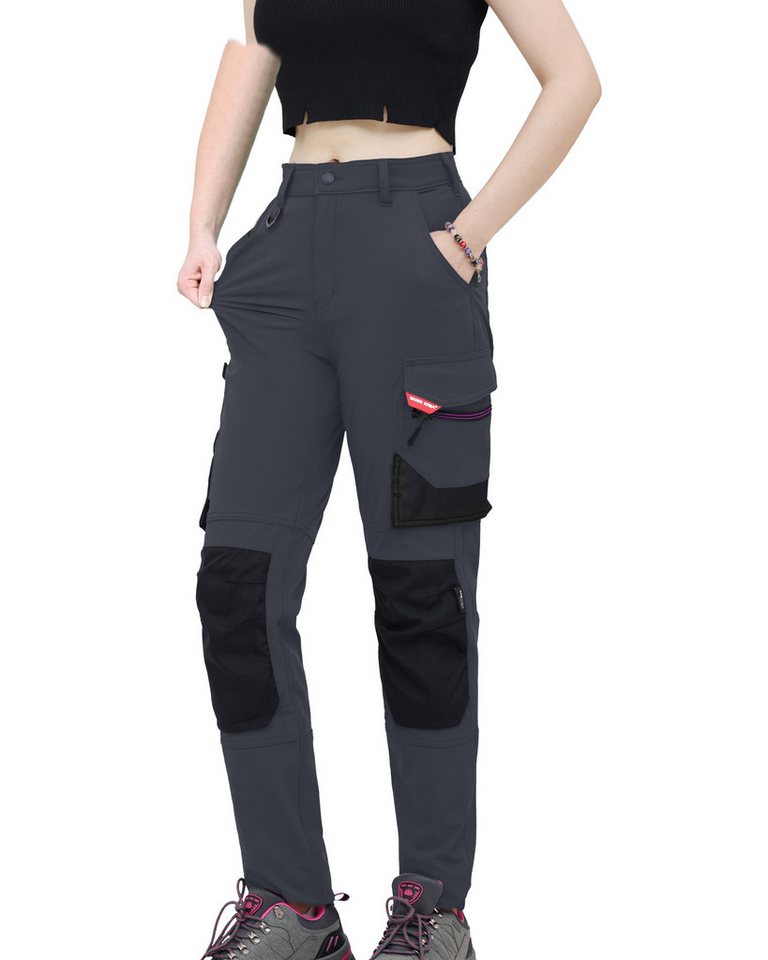 WORK IDEA Arbeitshose Damen Slim-Fit Stretch Arbeitshose, belastete Bereiche aus Cordura (1-tlg) strapazierfähige Eleganz für höchste Ansprüche