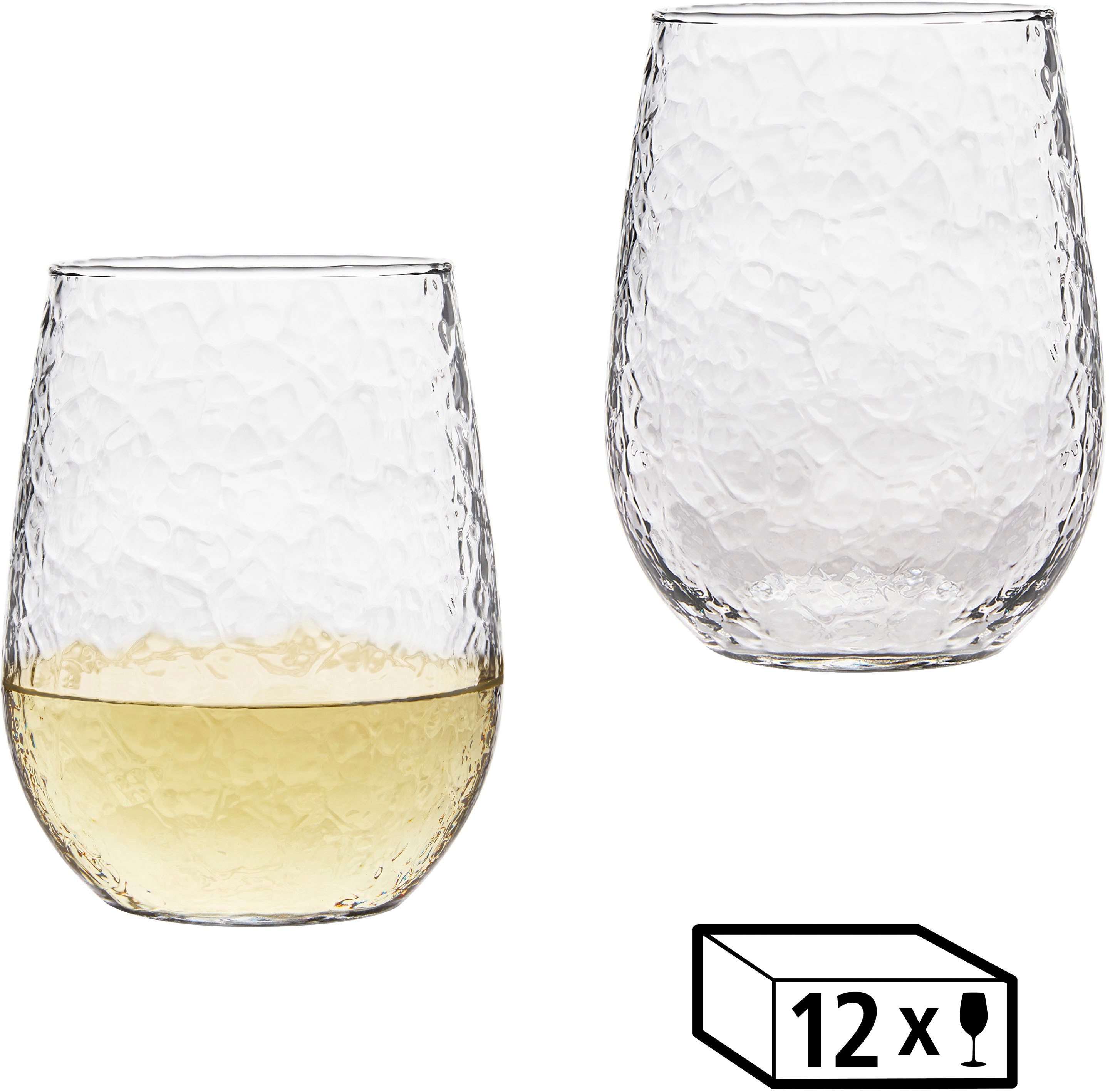 LIBBEY Gläser-Set Libbey Weinglas 12er Set -STEMLESS-, Glas, 503 ml, hochwertig verarbeitet, im modernen Design
