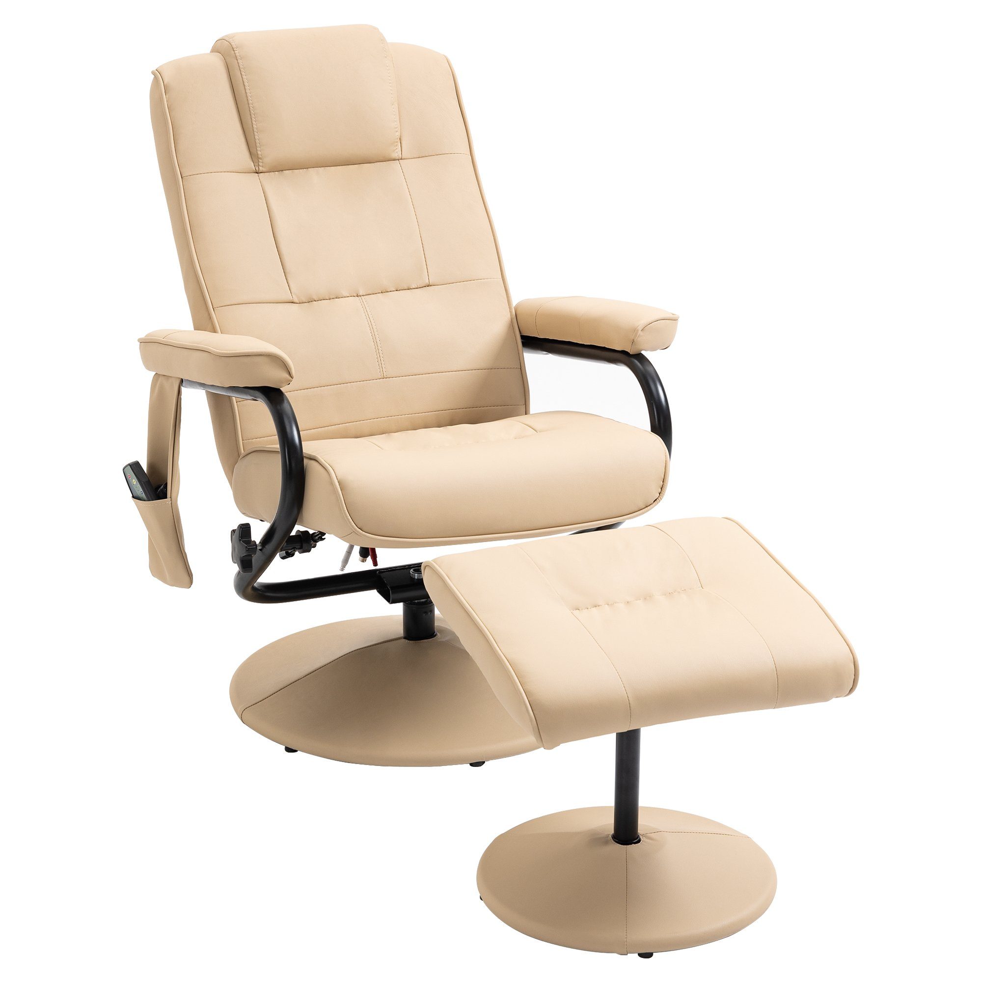 Hocker Relaxliege), (Set, Massagesessel Kunstleder HOMCOM Fernsehsessel Cremeweiß HOMCOM 2-St.,