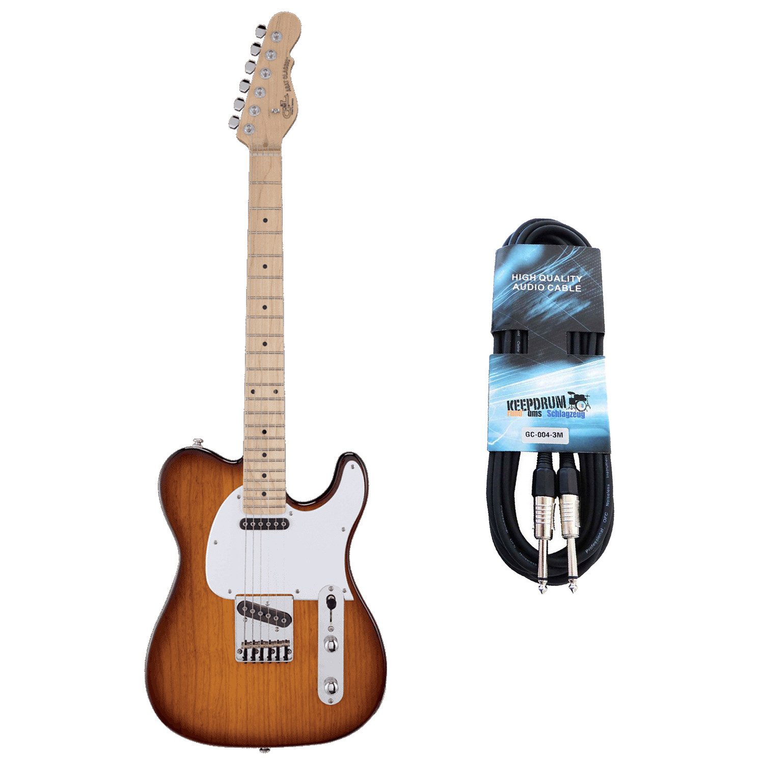 G&L E-Gitarre ASAT, Tribute, Classic, Tobacco Sunburst, mit Gitarrenkabel
