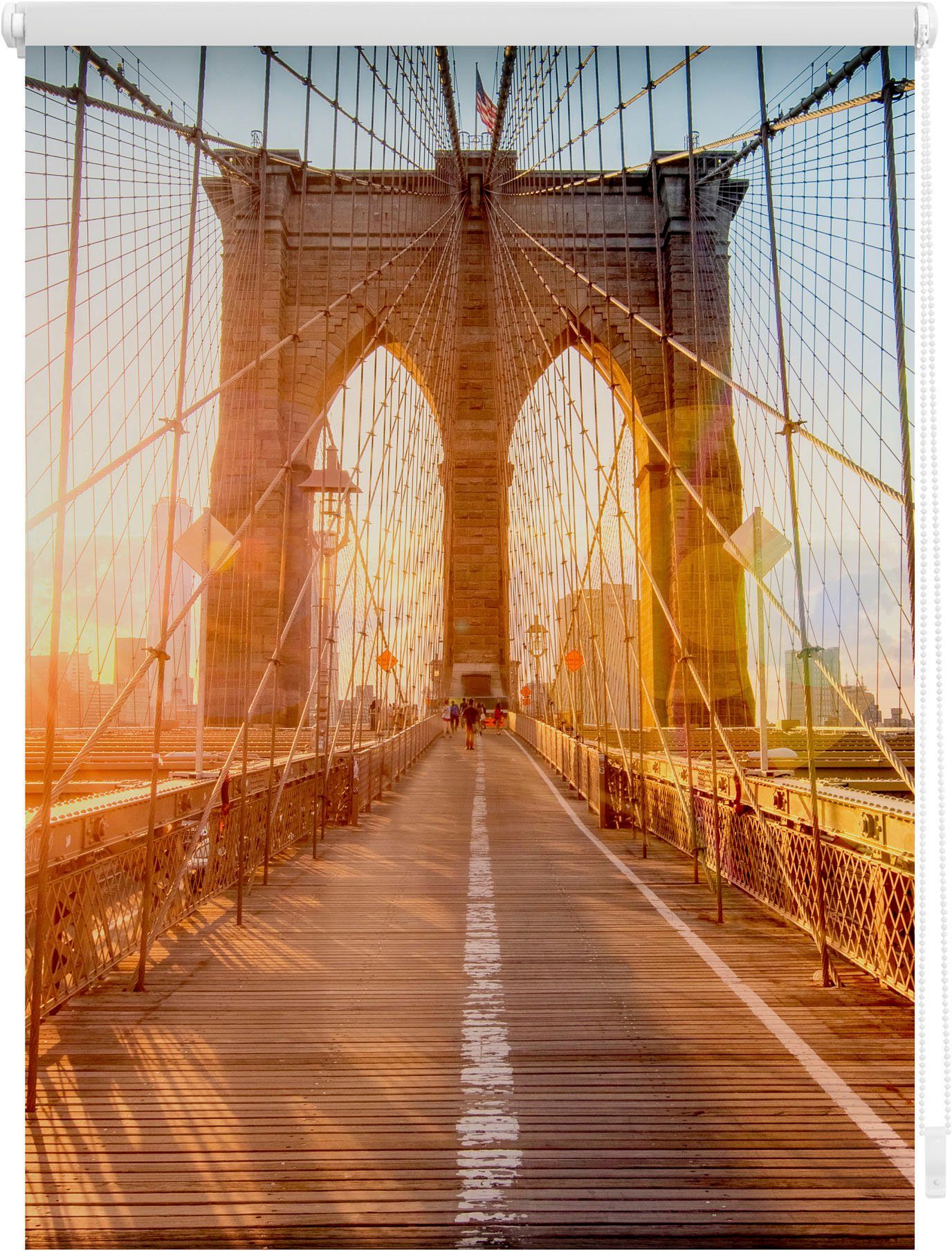 Seitenzugrollo Klemmfix Motiv Brooklyn Bridge, LICHTBLICK ORIGINAL, Lichtschutz, ohne Bohren, freihängend, Klemmfix, bedruckt