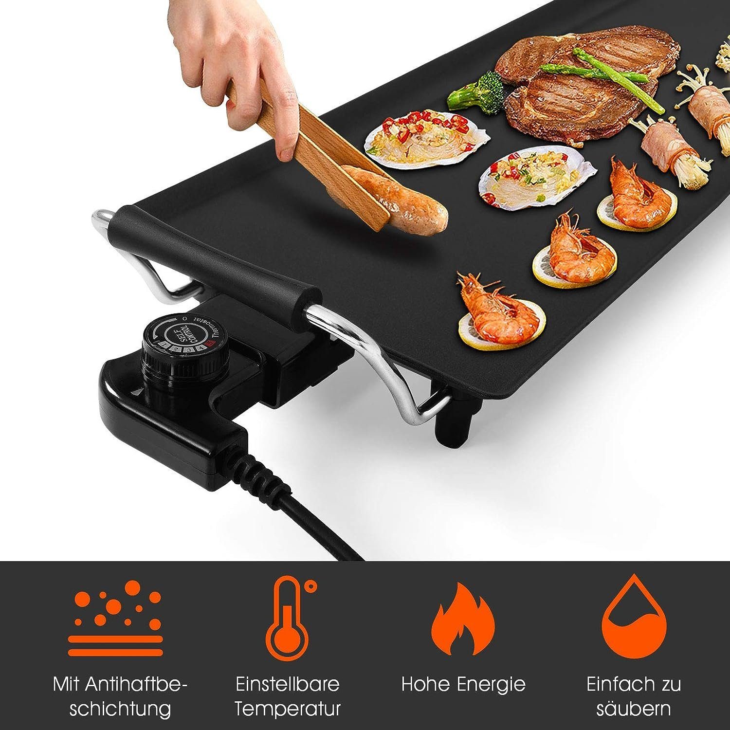 KOMFOTTEU Elektrogrill, 1800,00 W, mit Antihaftebeschichtung, 90 x 23 cm