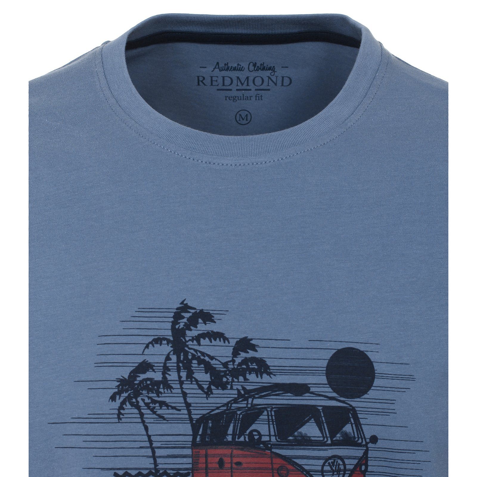 Redmond Rundhalsshirt Große Größen Herren denimblau Redmond Print T-Shirt modischer