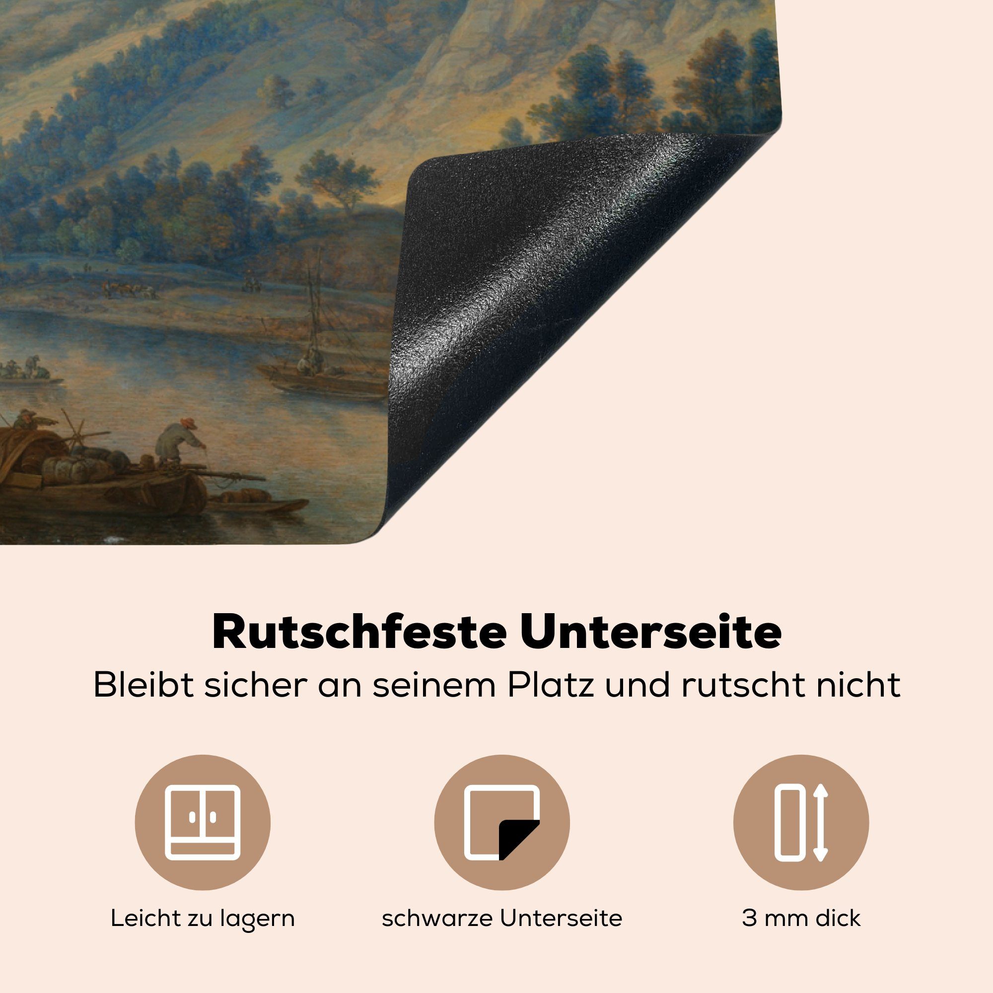 Herman - 81x52 Reineck cm, Schutz auf Blick Ceranfeldabdeckung Vinyl, Induktionskochfeld Gemälde für küche, die bei den Herdblende-/Abdeckplatte MuchoWow (1 Rhein von Saftleven, tlg),