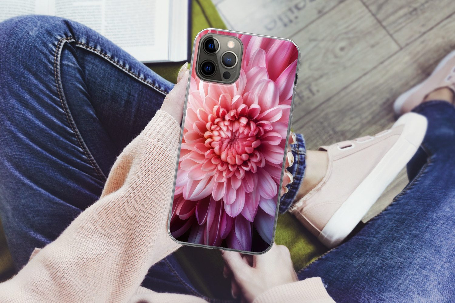 MuchoWow Handyhülle für Apple iPhone 13 Pro Max Dahlie - Blume - Nahaufnahme - Rosa, Smartphone-Bumper, Print, Handy Schutzhülle Dünn