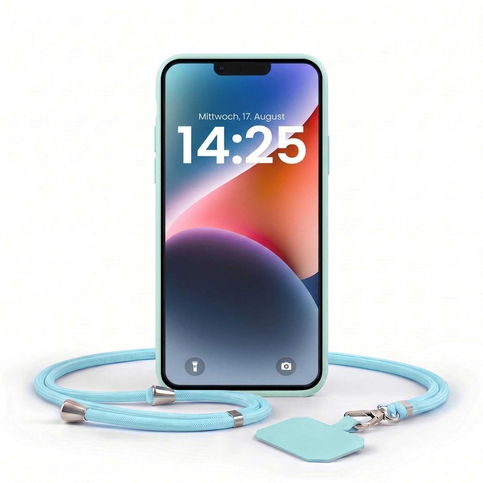 Handyhülle SoftGrip Cover Hülle mit Trageband für Apple iPhone 14 6.1 Zoll, 6.1, Handy Case Kameraschutz mit Handykette Handyband Umhängeband Lanyard