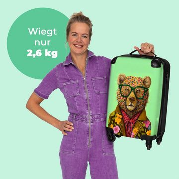 NoBoringSuitcases.com© Handgepäckkoffer Bär - Farben - Brillen - Tier - Blumen 55x35x20cm, 4 Rollen, Koffer mit 4 rollen, Erwachsenen trolley, Reisekoffer