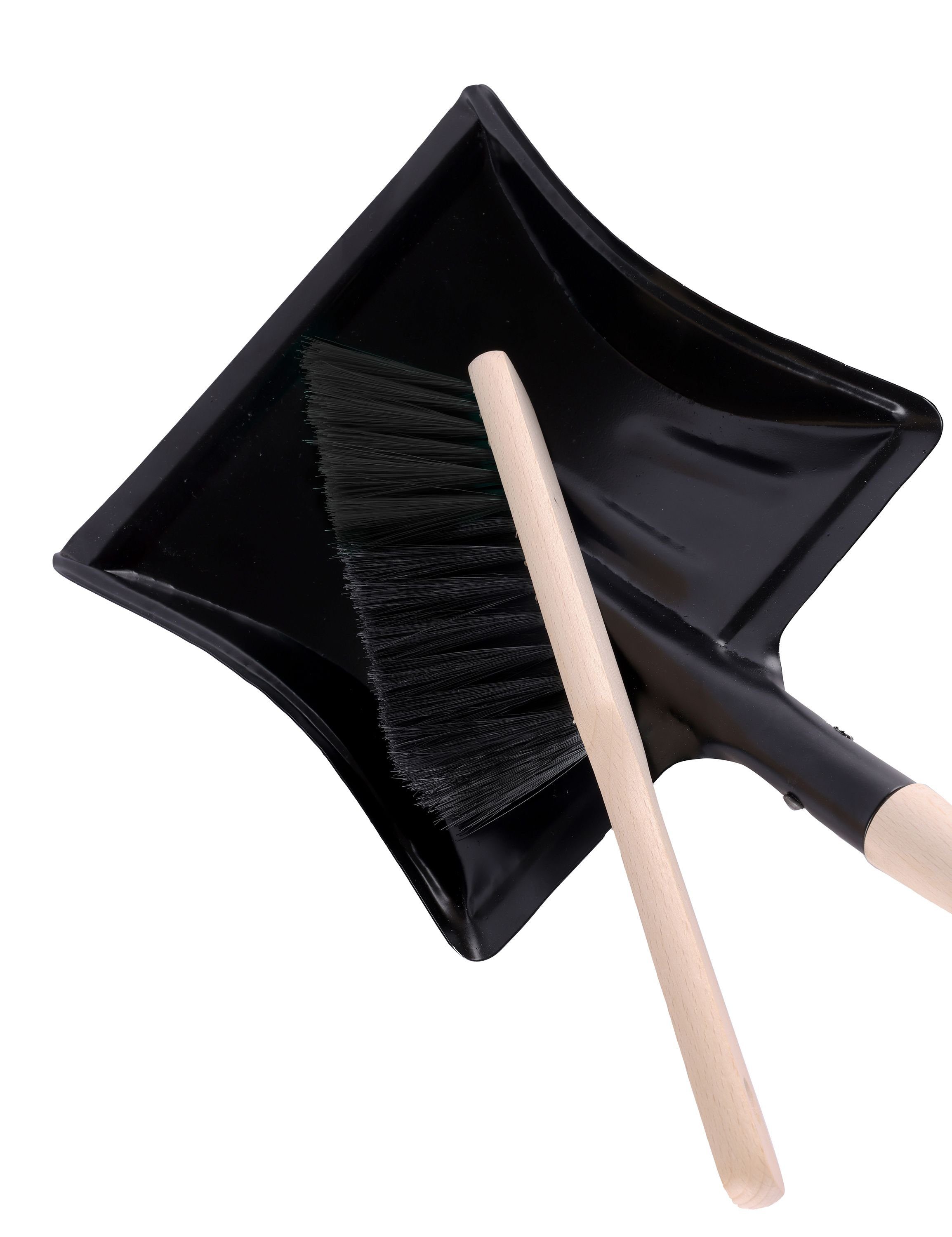 Metall Handbesen Garronda Reinigungsbürsten-Set Kehrichtschaufel mit PET Holzgriff) Kehrschaufel Schwarz (Kehrschaufel einem GD-0010, Kehrblech
