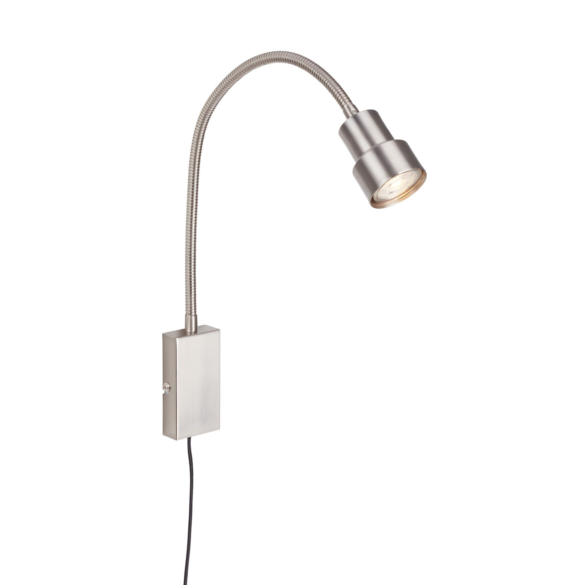 Briloner Leuchten Wandleuchte LED Wandlampe Extra-Warmweiß flexibler Arm inkl. Touchfunktion, LED wechselbar, 2700K - Extra - Warmweiß, matt-nickel, flexibler Arm, inkl. Touchfunktion, inkl. 1xLED/GU10