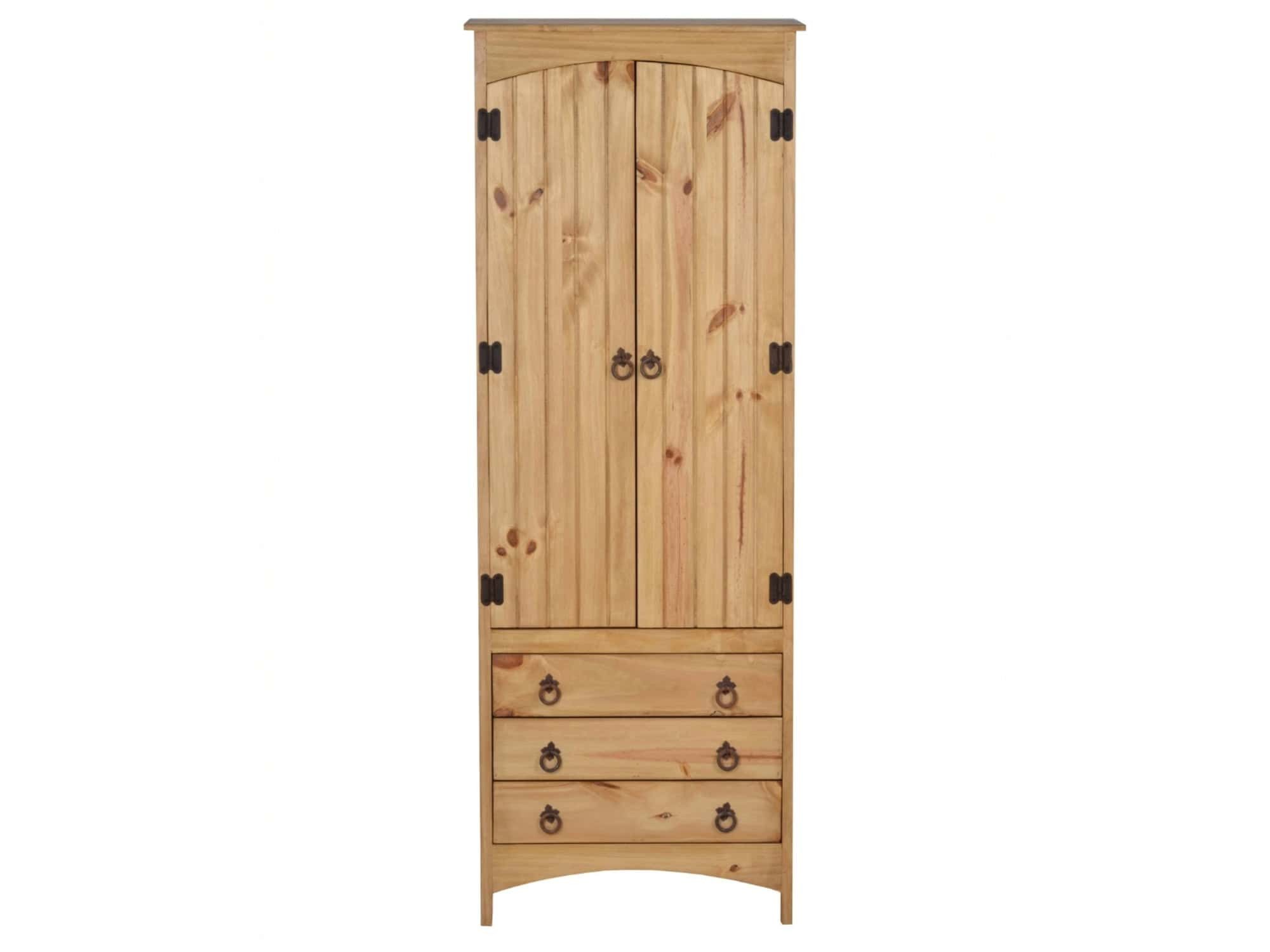 MiaMöbel Hochschrank Mexico aus massivem Pinienholz Honig