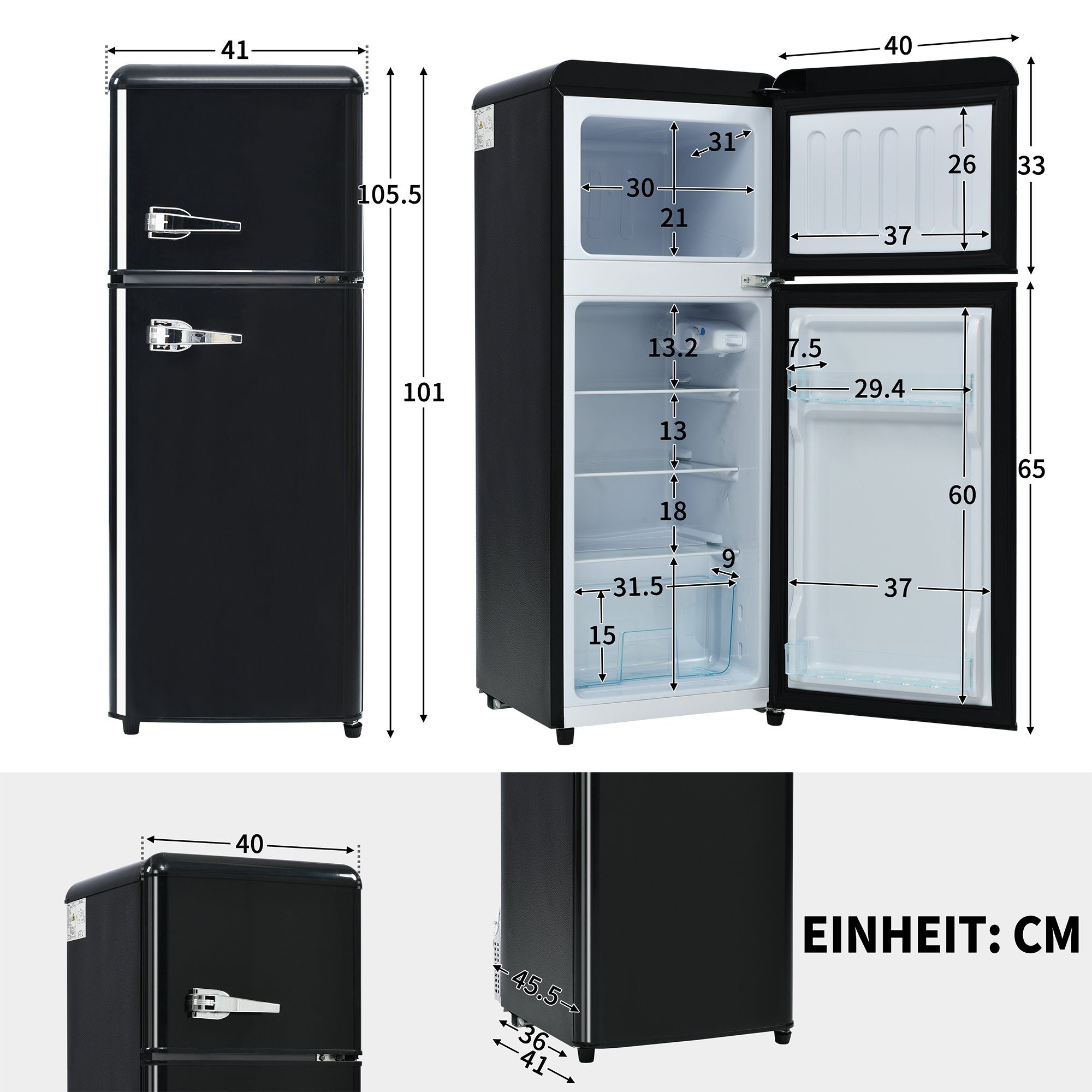 cm BDC-102, Kühlschrank Docrooup Schwarz 101 hoch, breit cm 41