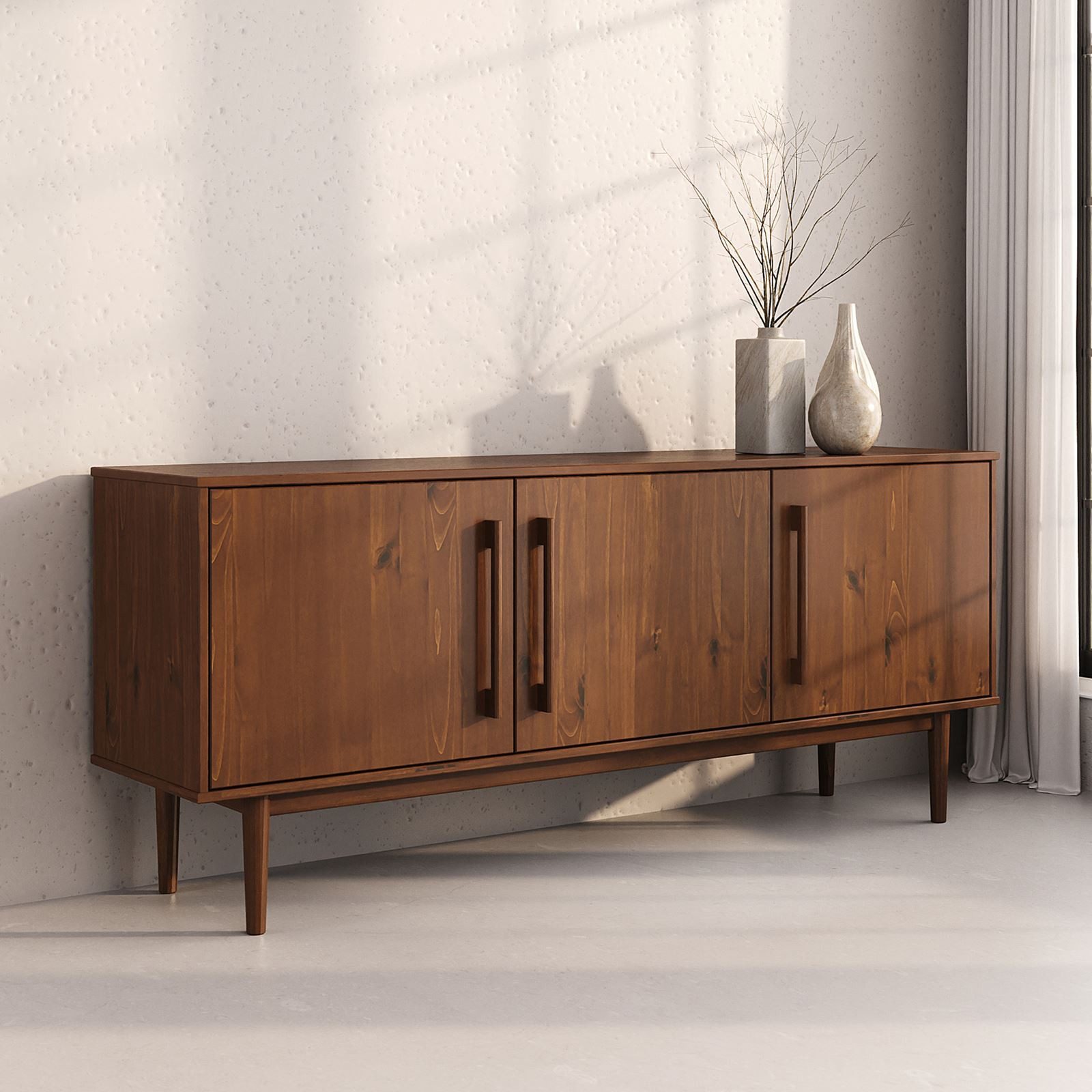 IDIMEX Sideboard TECCA, Anrichte mit 3 Türen, Massivholz im Mid-Century Des günstig online kaufen