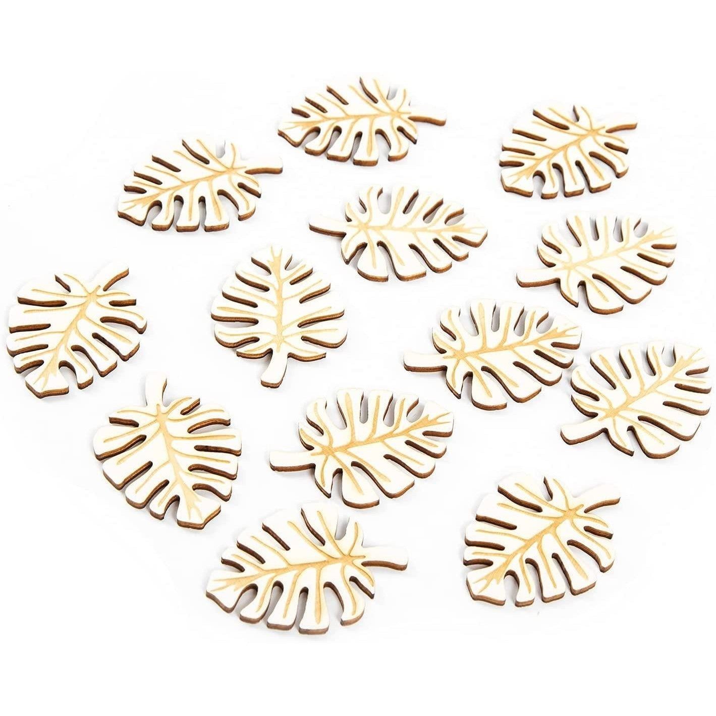 Logbuch-Verlag Dekofigur 12 kleine Blätter aus Holz - Monstera Blatt Deko zum Streuen 6 cm